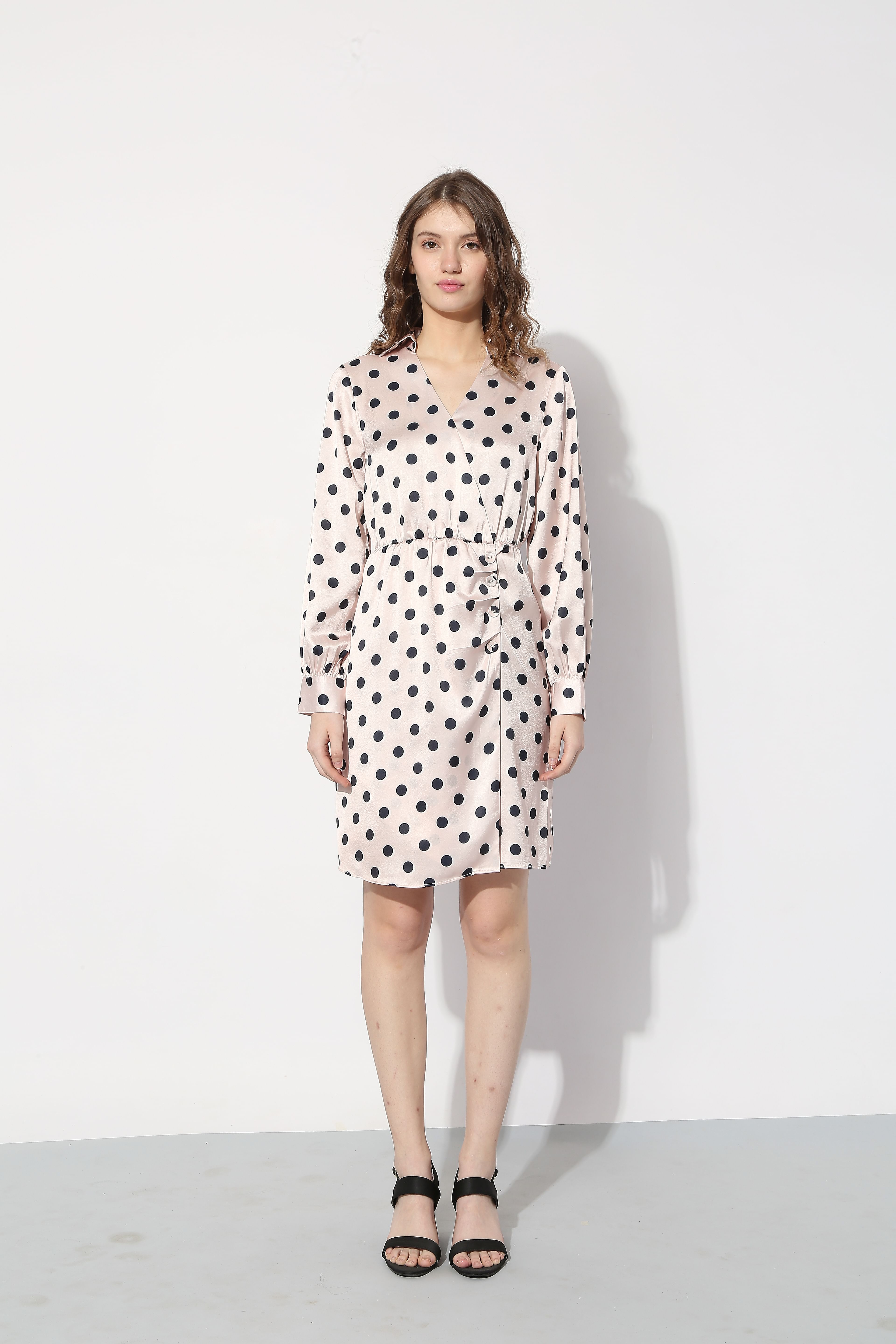 Pink Polka Dot Shirt Dress