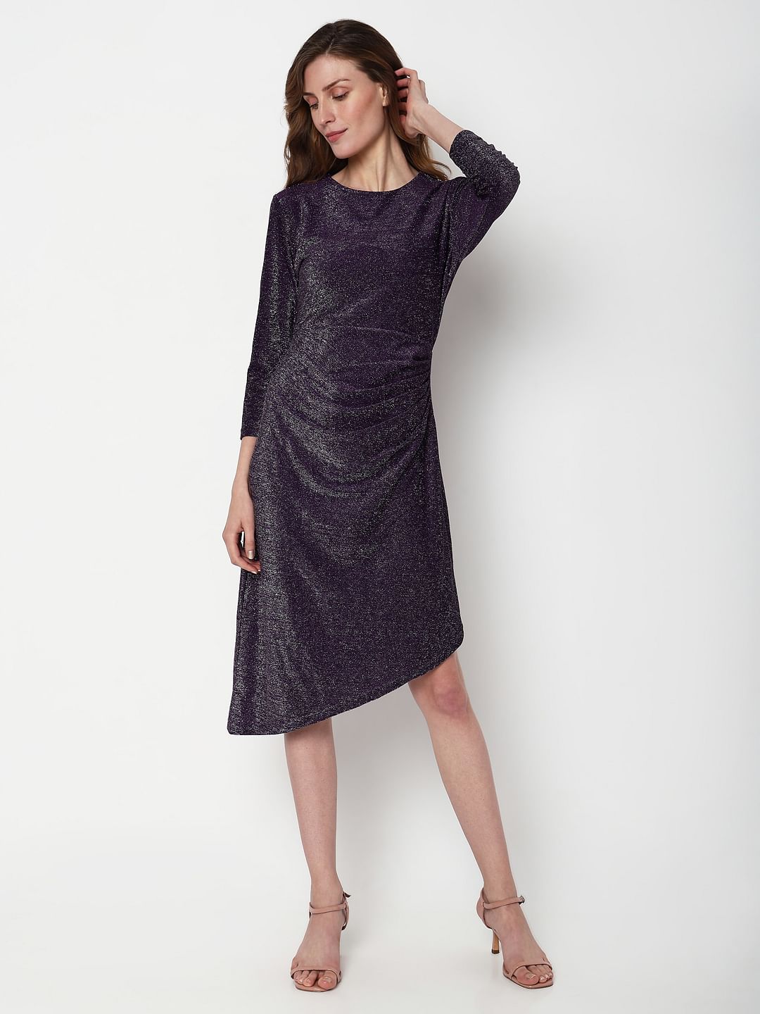 Purple Shimmer Lurex Midi Dress