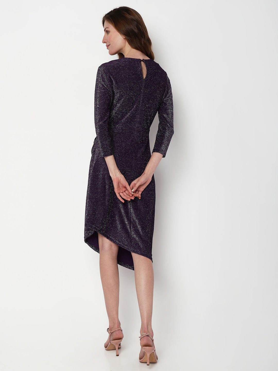 Purple Shimmer Lurex Midi Dress