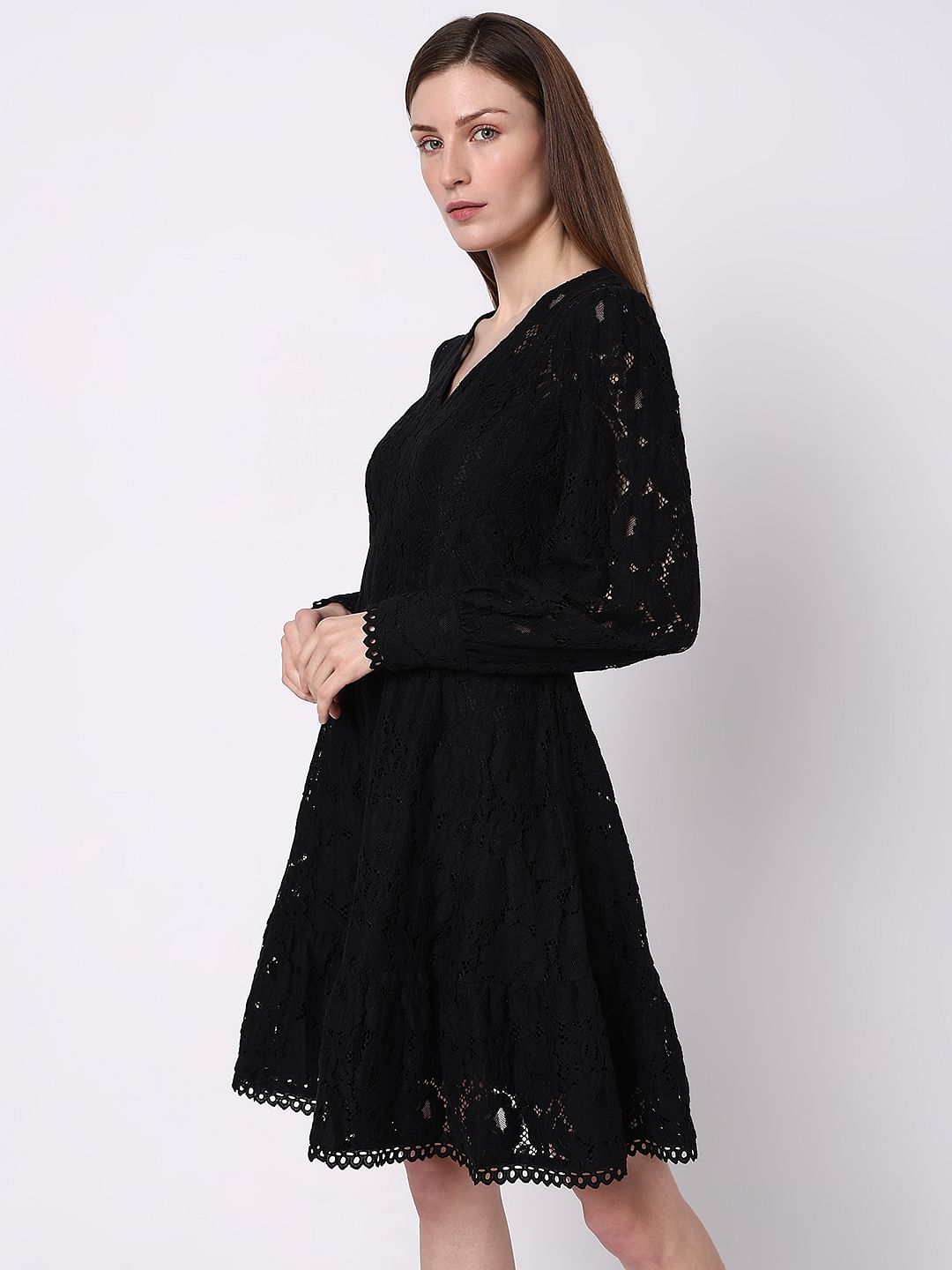 Black Lace Fit & Flare Dress