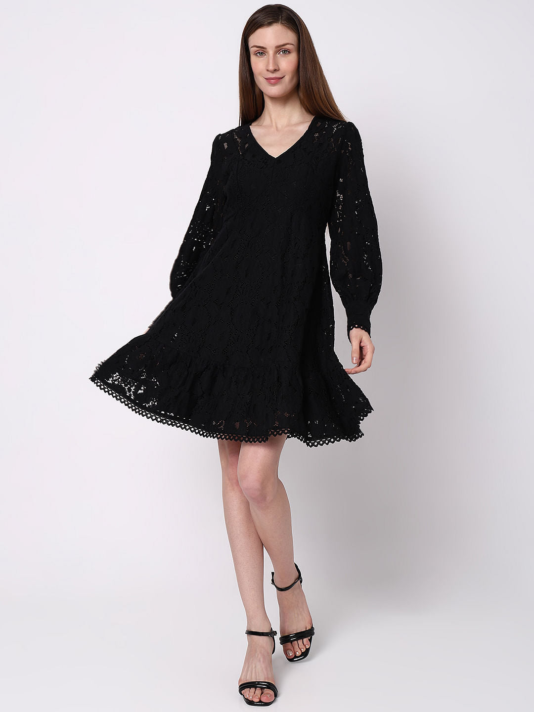 Black Lace Fit & Flare Dress