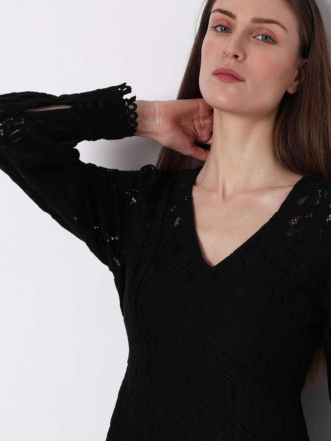 Black Lace Fit & Flare Dress