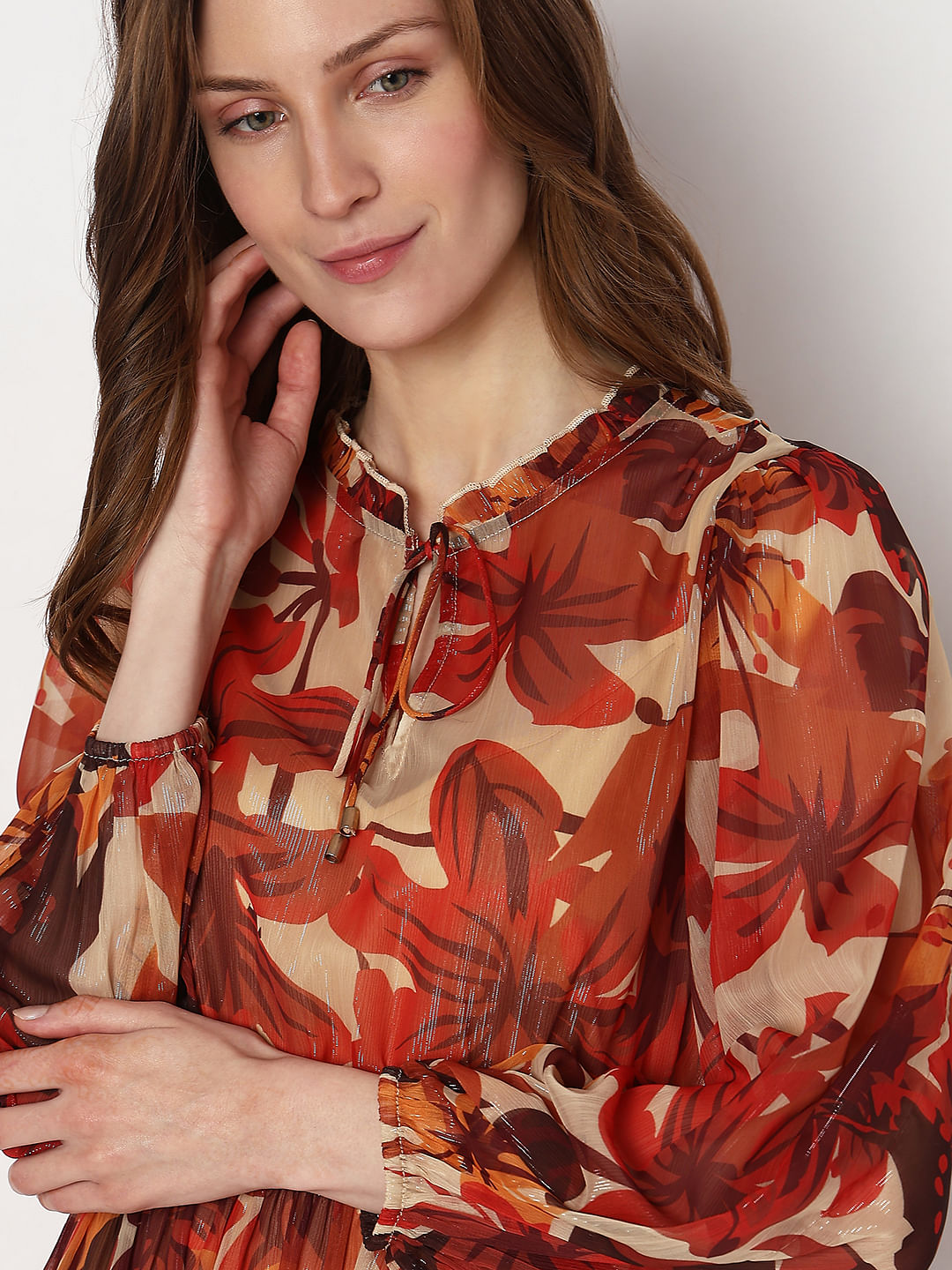 Orange Floral Print Mini Dress