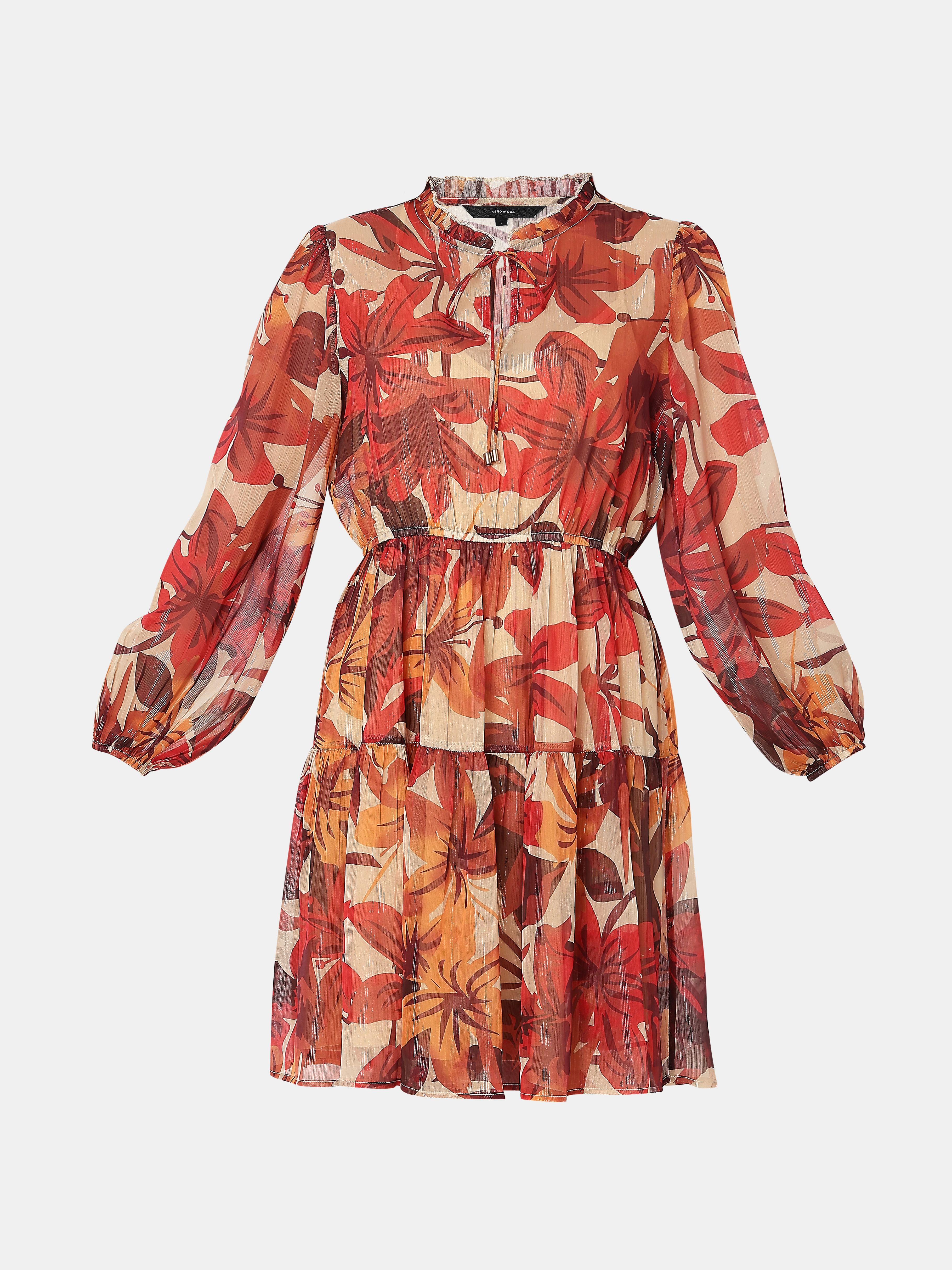 Orange Floral Print Mini Dress