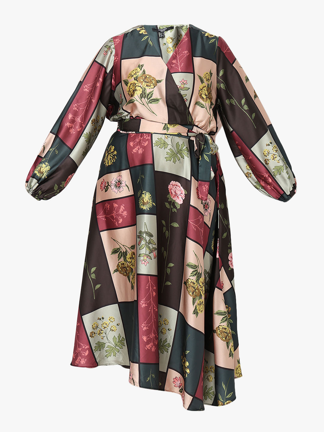 Curve Green Floral Print Midi Dress