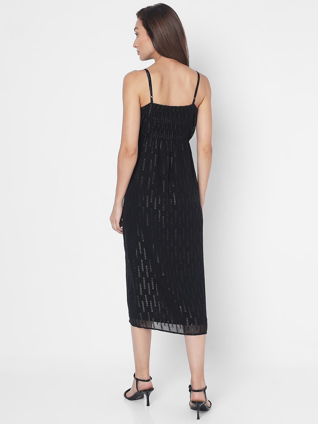 Black Embellished Midi Dress