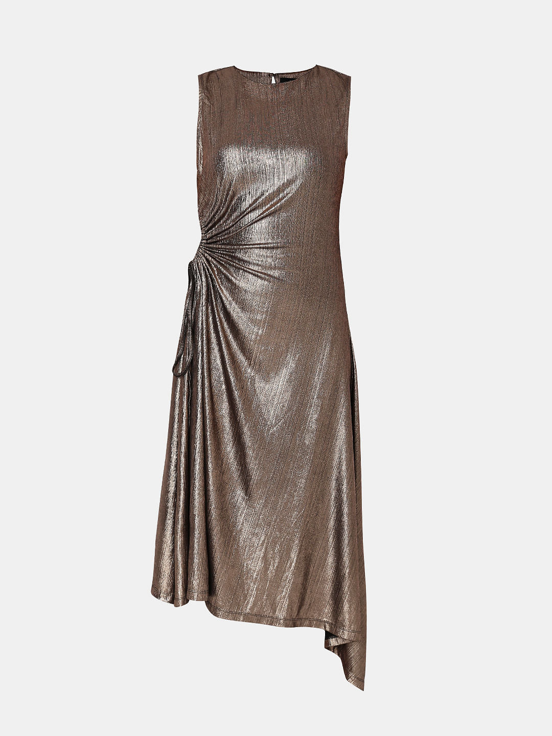 Bronze Side-Cutout Midi Dress