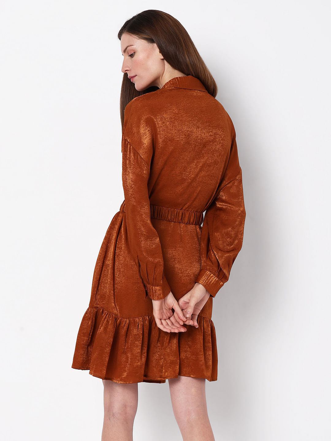 Copper Brown Fit & Flare Dress