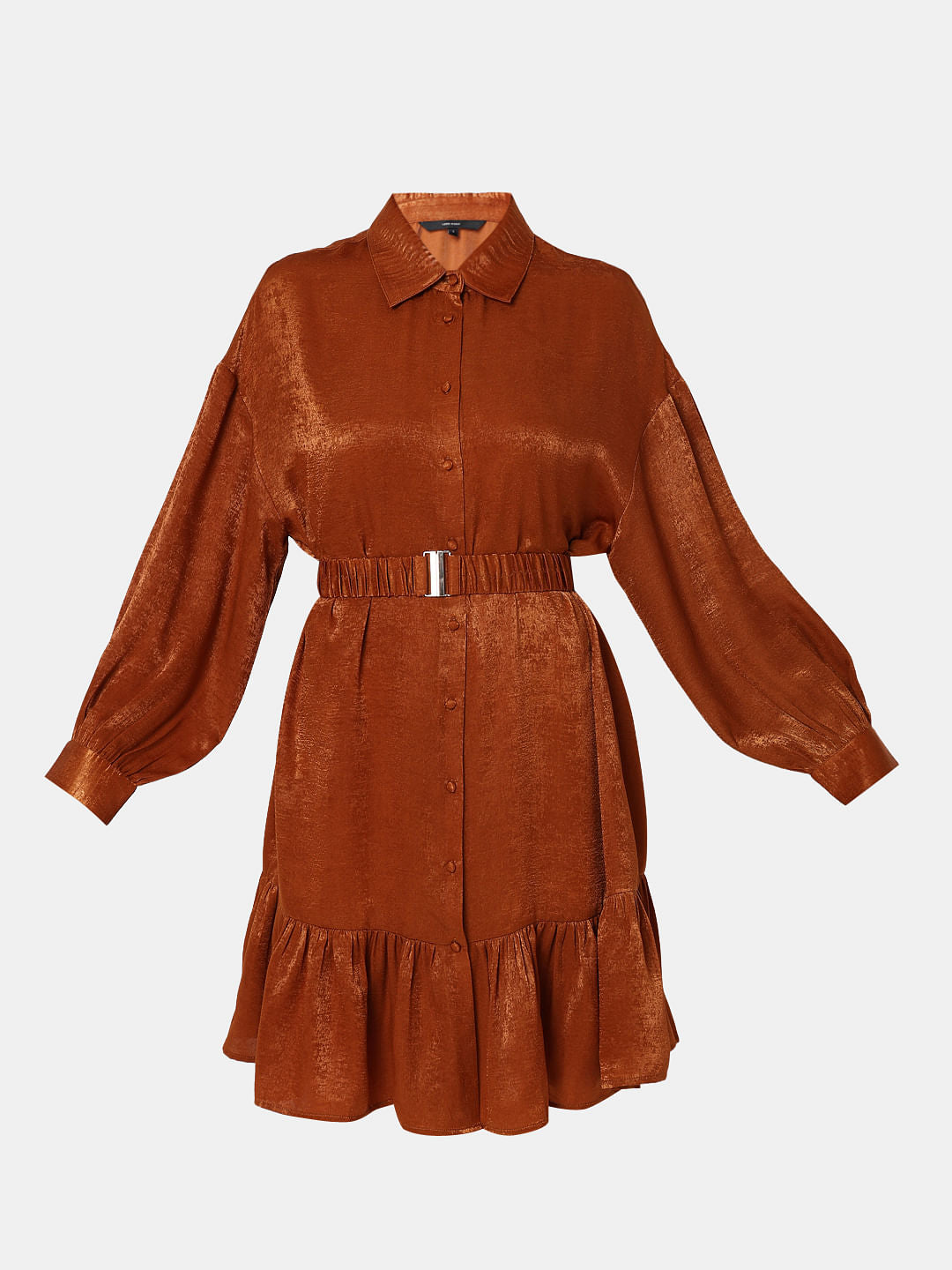 Copper Brown Fit & Flare Dress