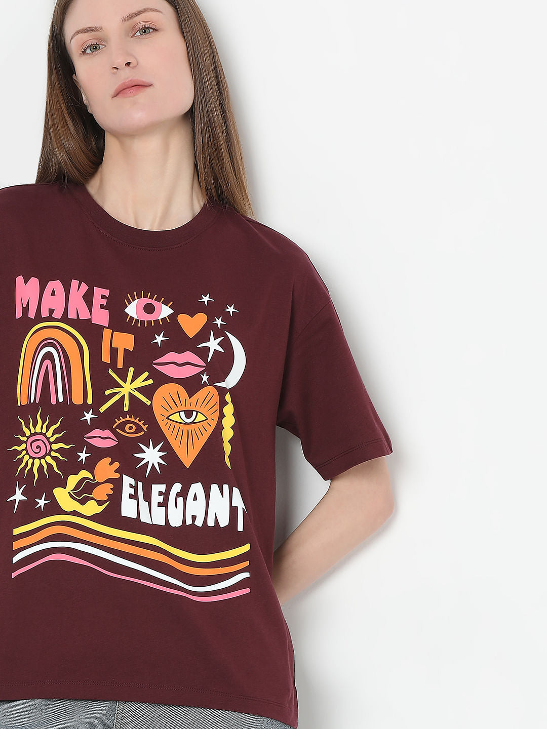 Maroon Graphic Print T-Shirt