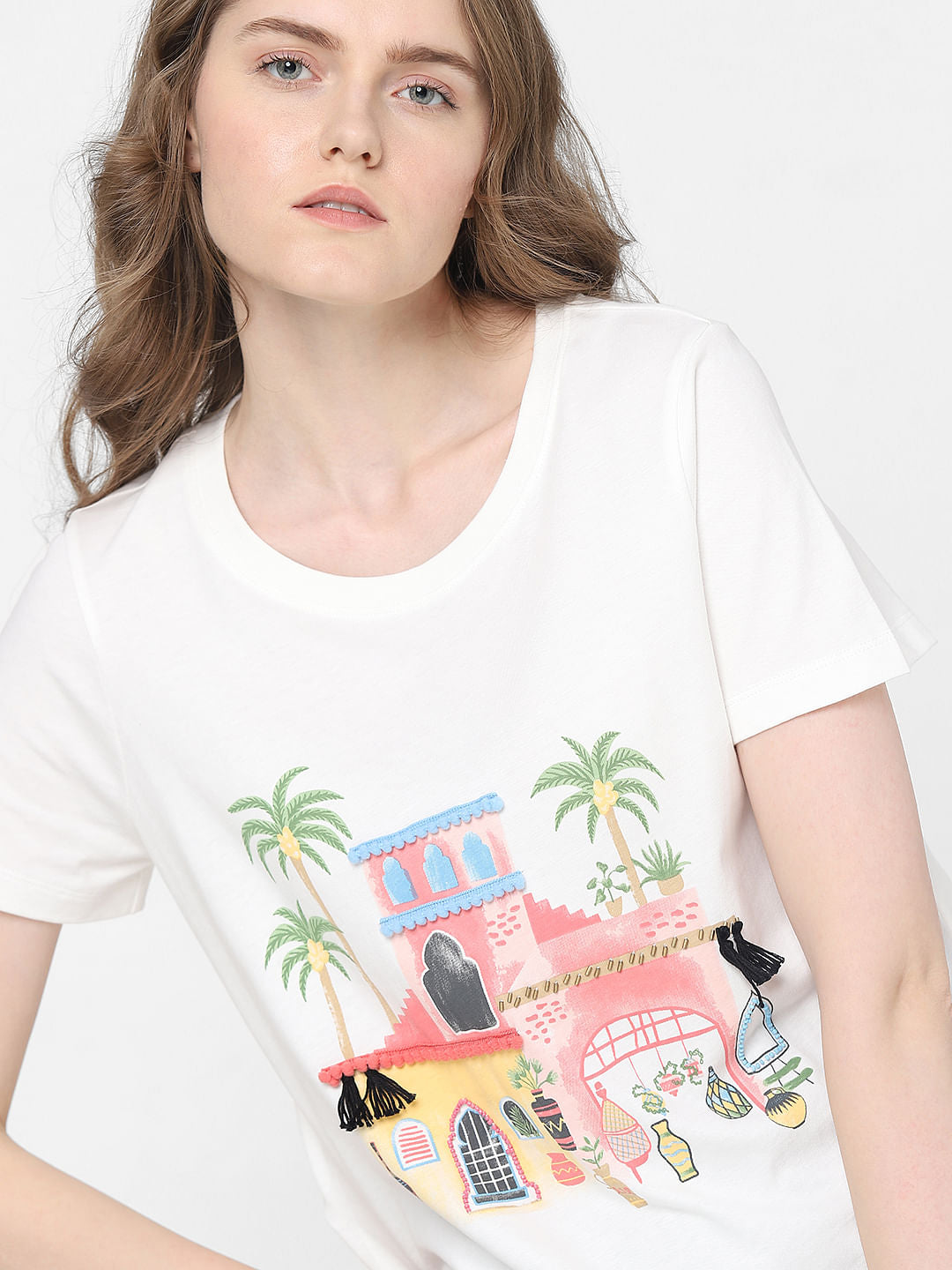 White Graphic Print T-Shirt