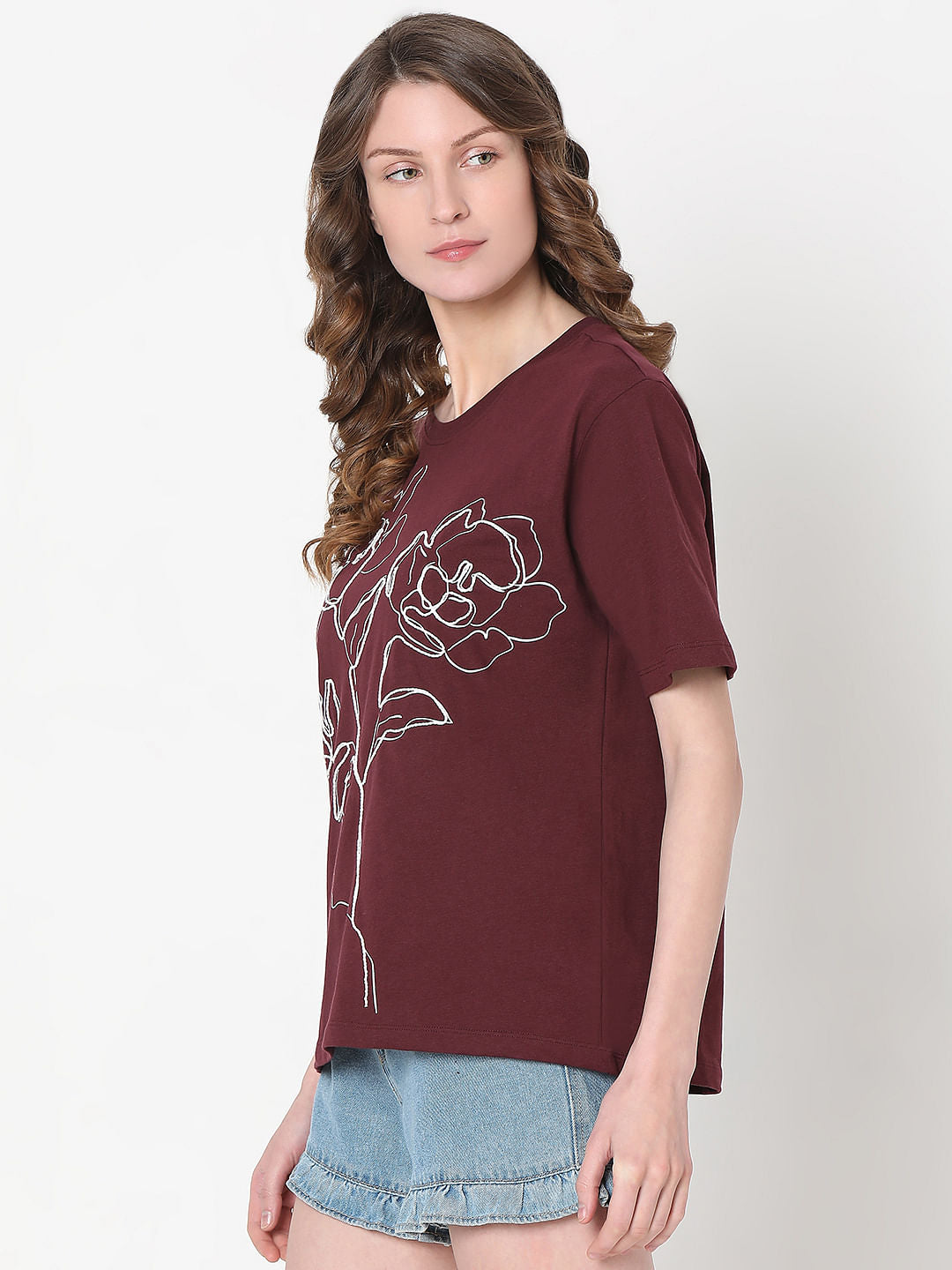 Maroon Graphic Print T-Shirt