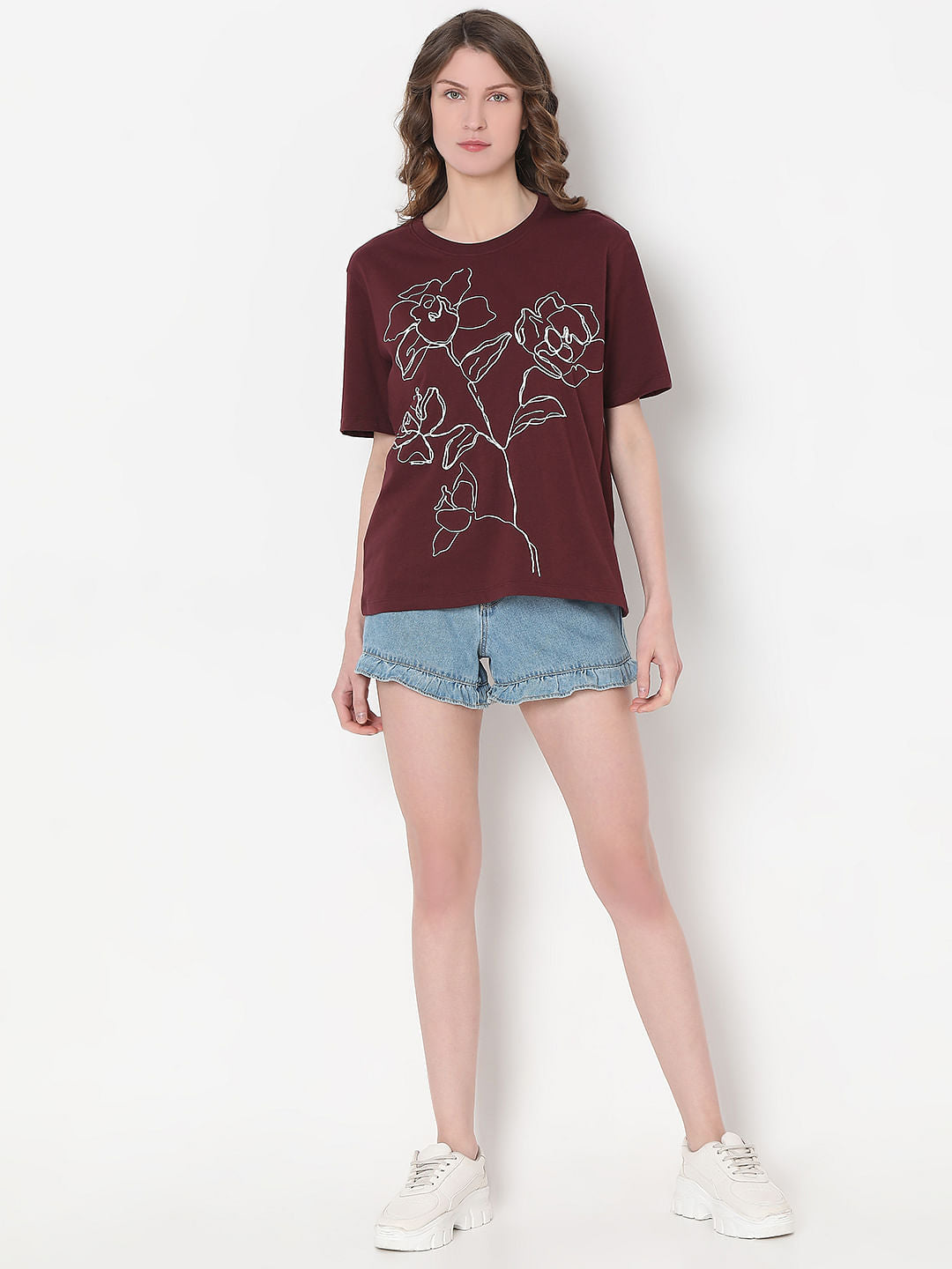 Maroon Graphic Print T-Shirt