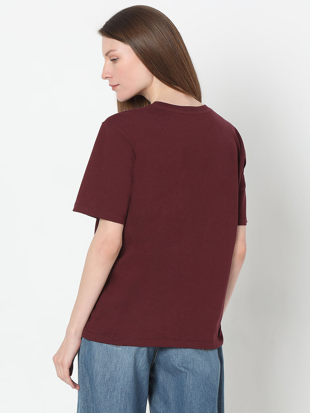 Maroon Typographic Print T-Shirt