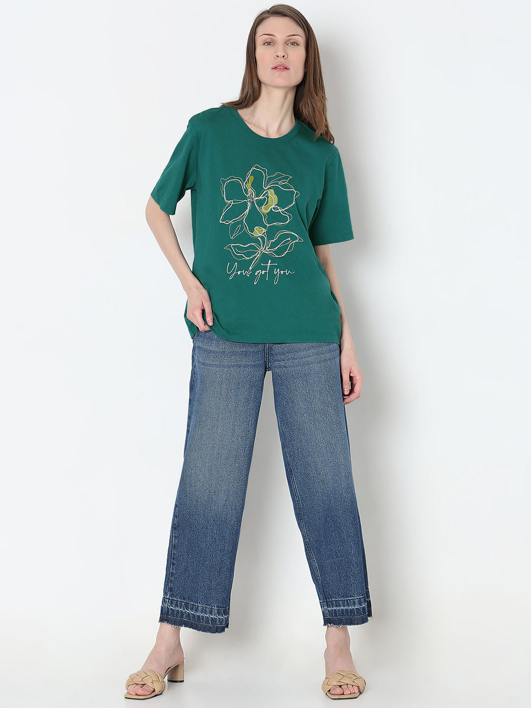 Green Floral Print T-Shirt
