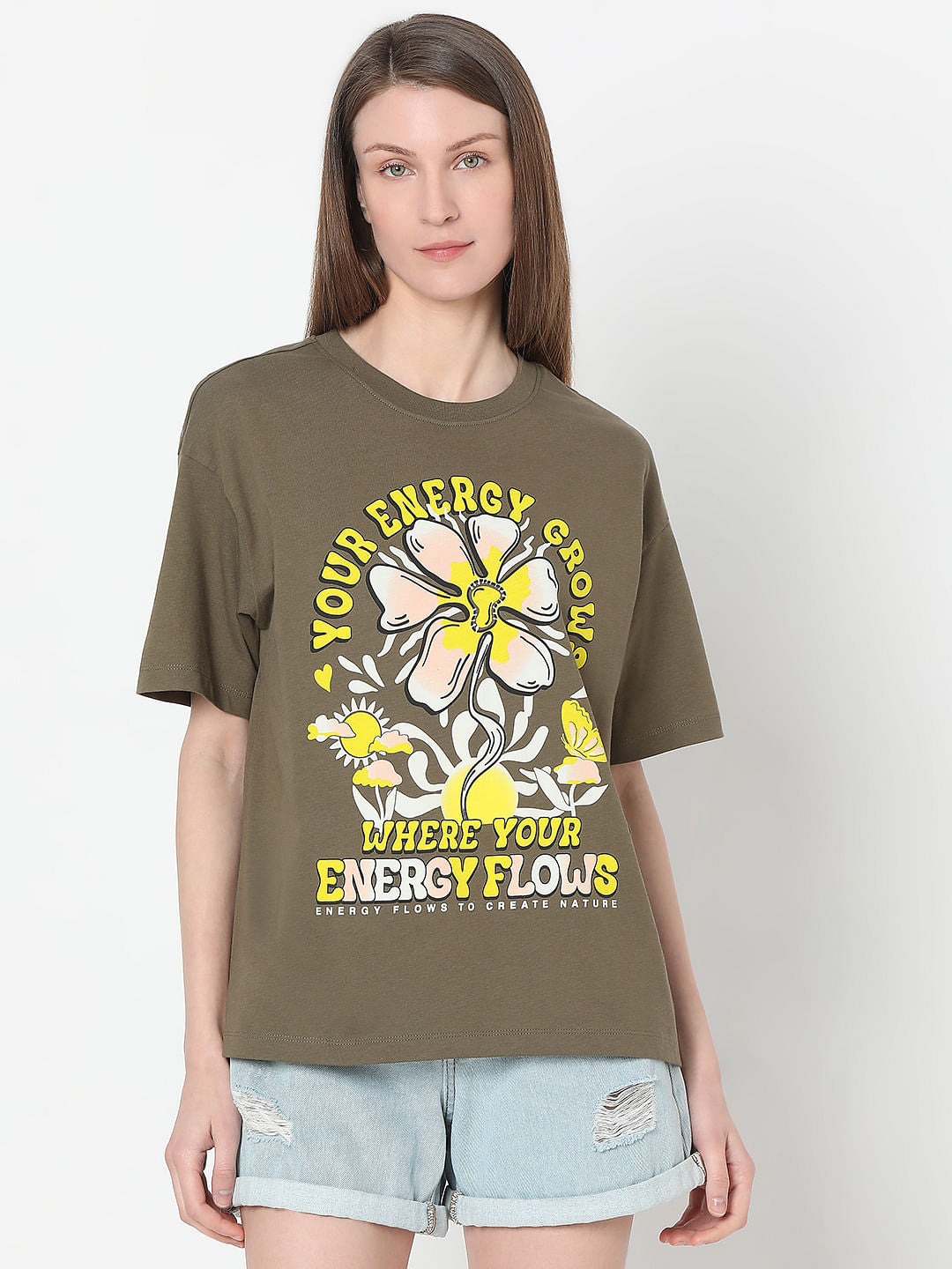 Olive Graphic Print T-Shirt