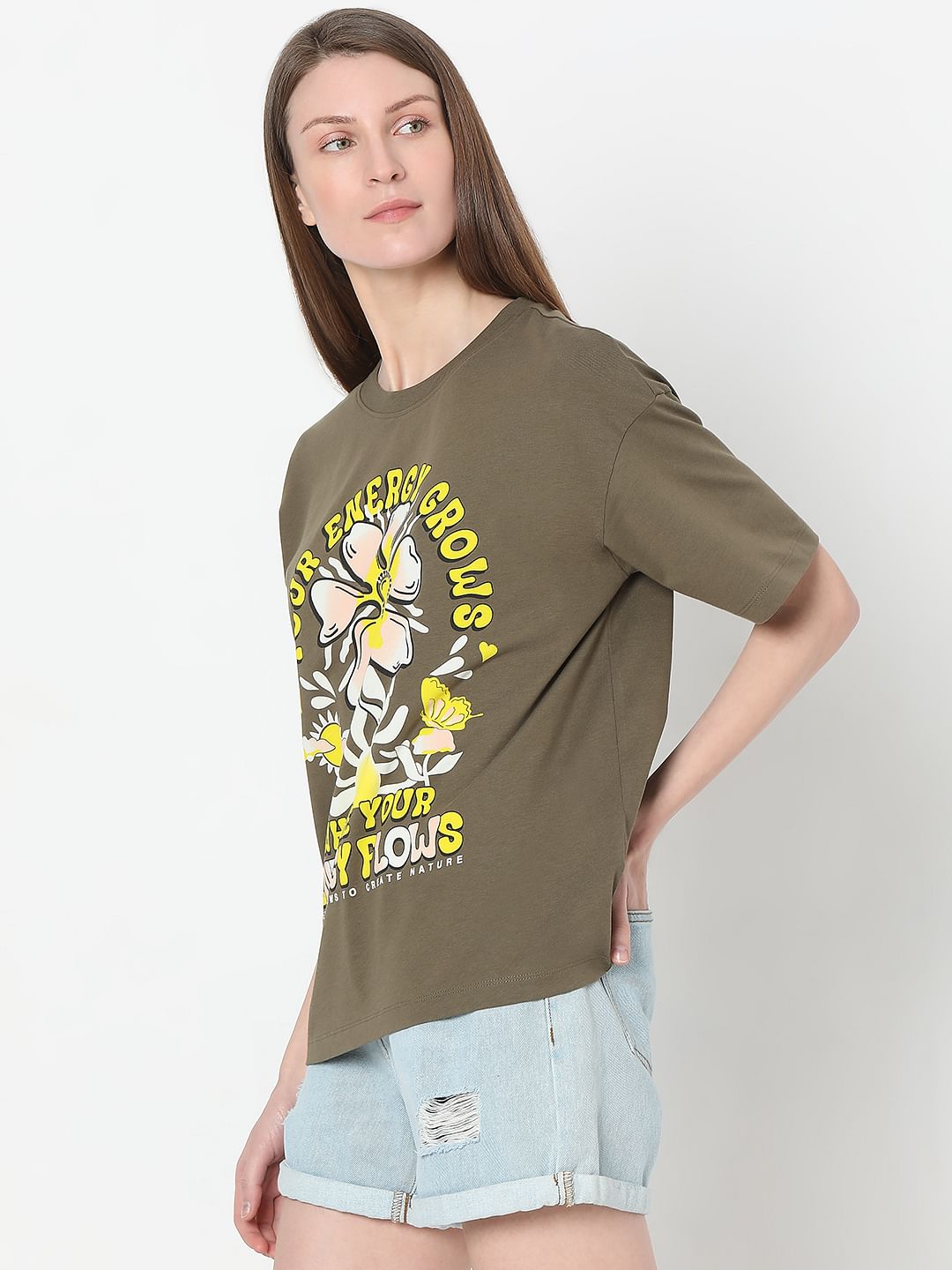 Olive Graphic Print T-Shirt