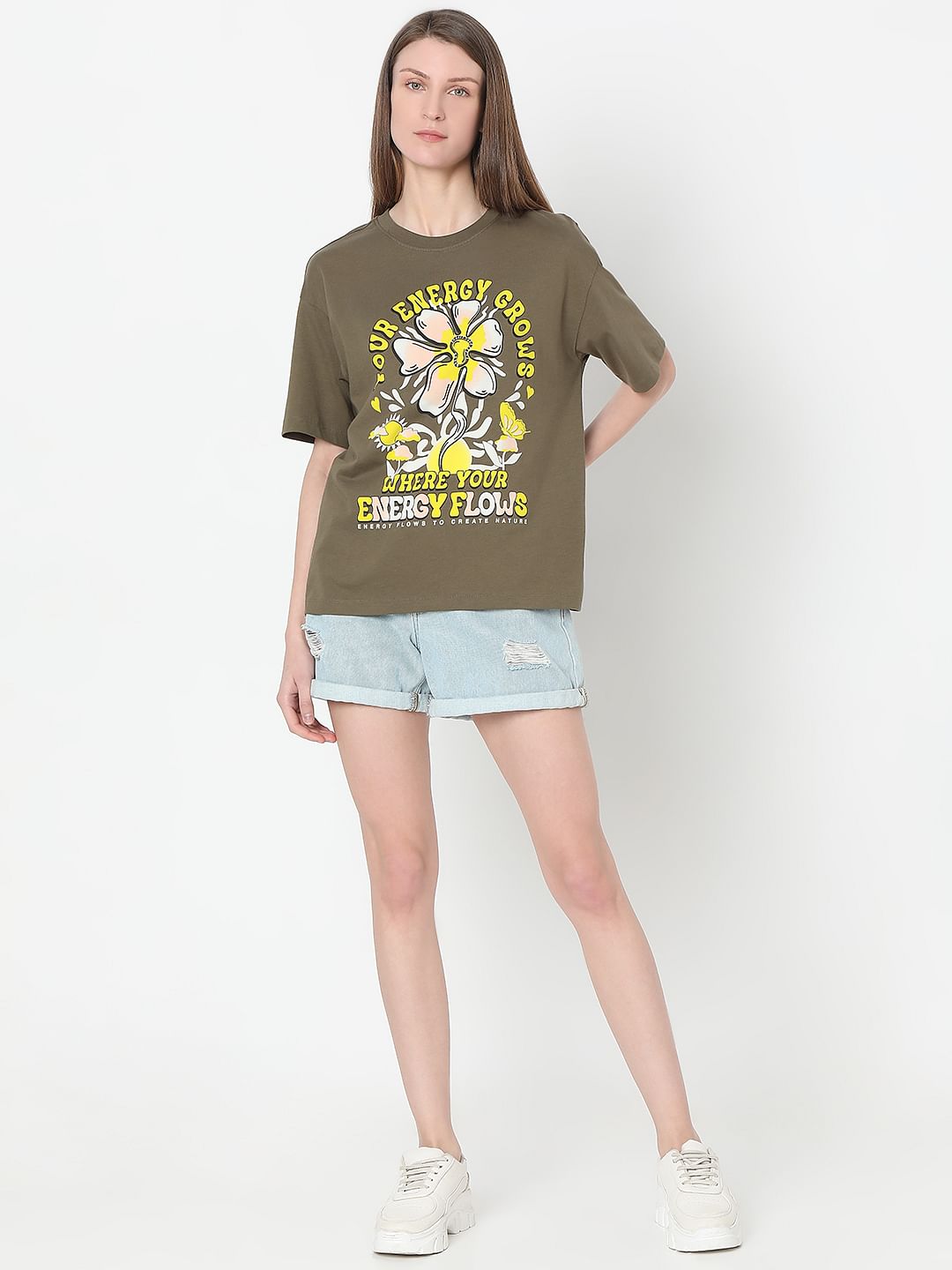 Olive Graphic Print T-Shirt