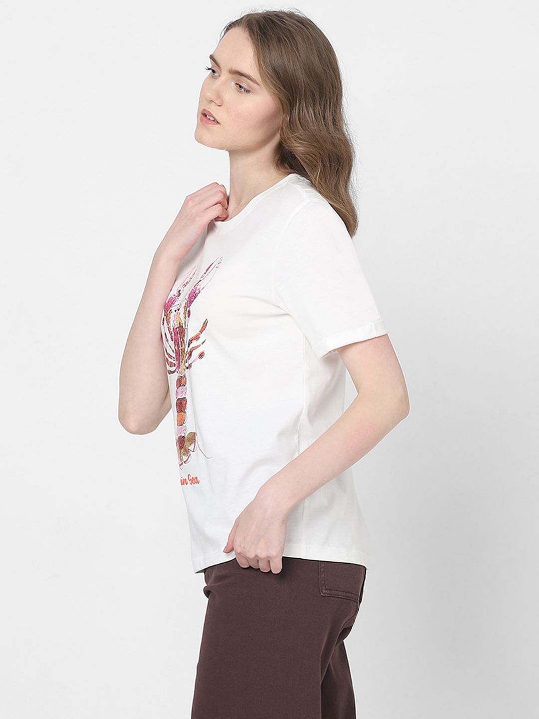 White Lobster Print T-Shirt