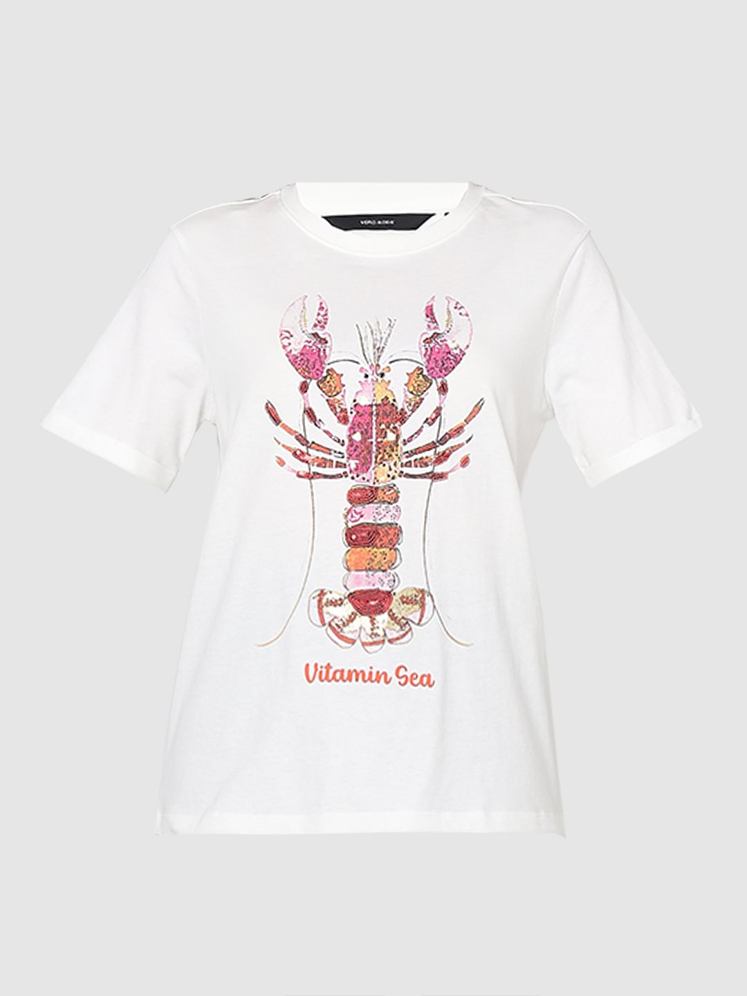 White Lobster Print T-Shirt