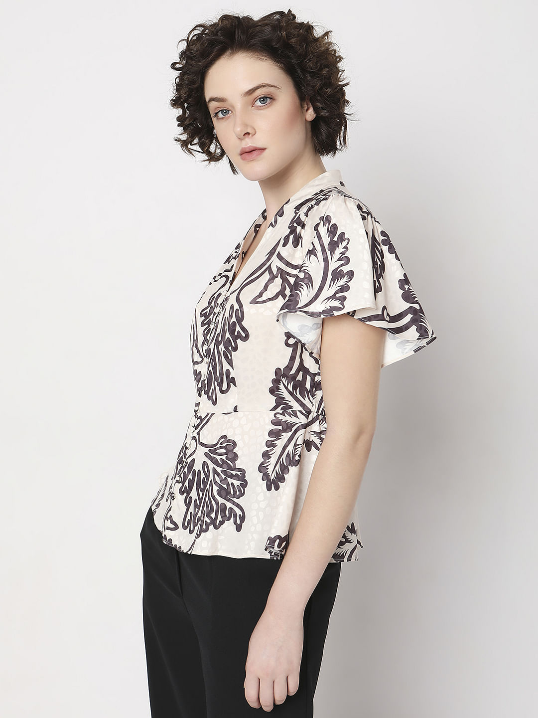 Off-White Abstract Print Co-Ord Set Top