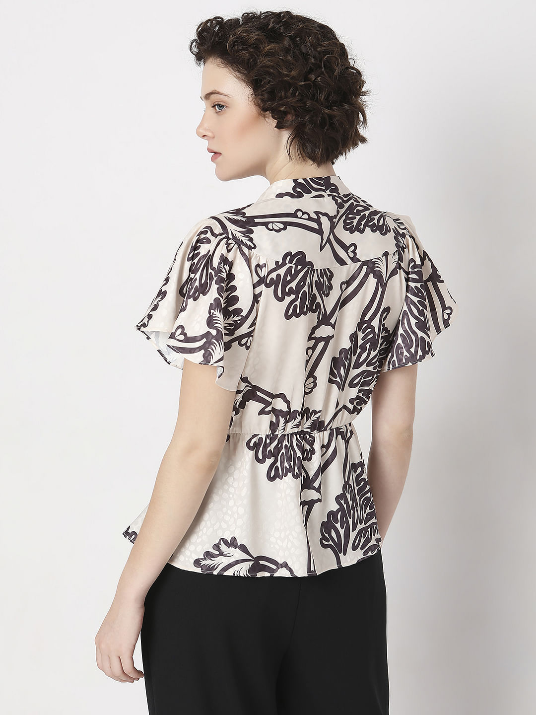 Off-White Abstract Print Co-Ord Set Top