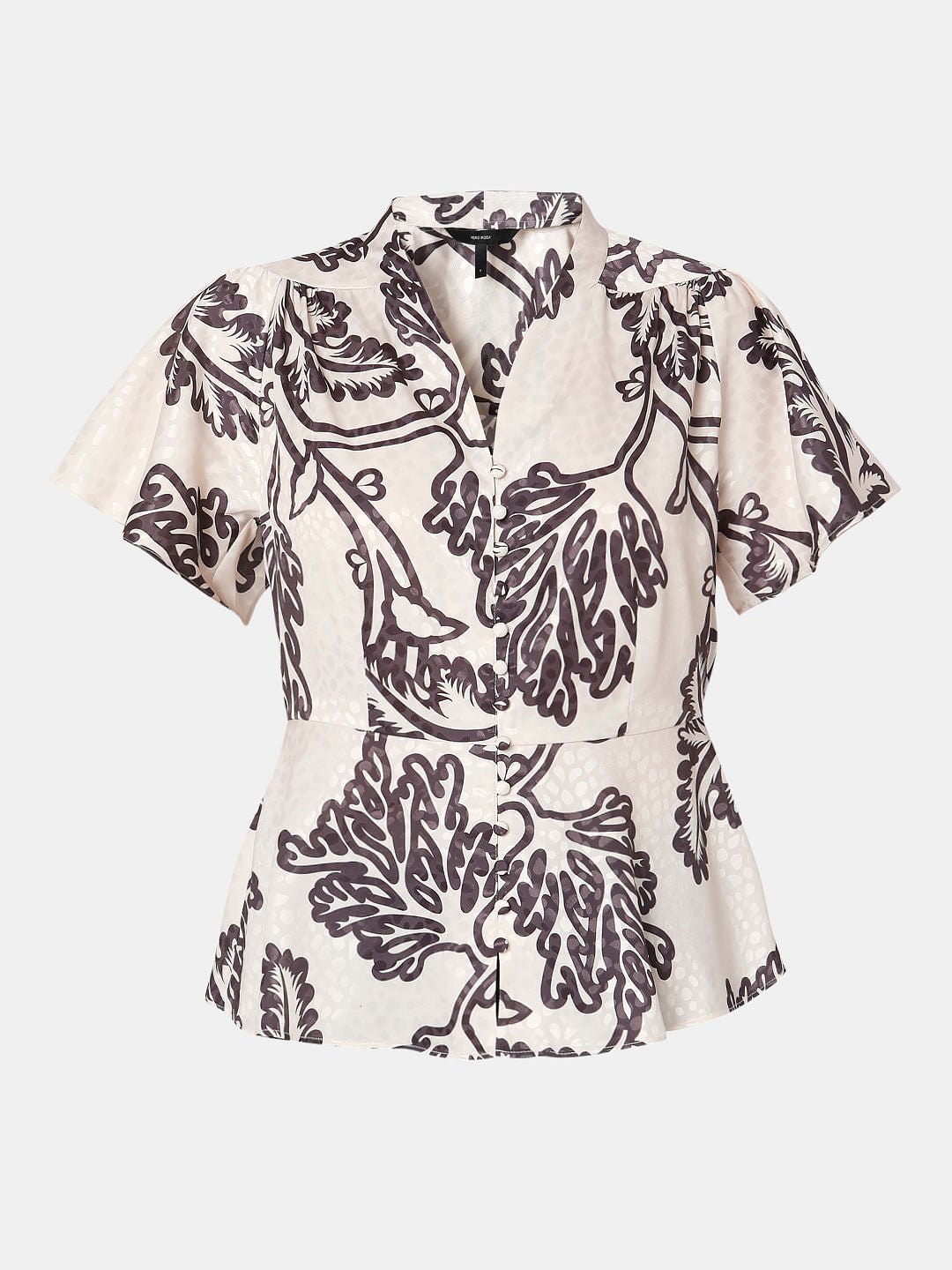 Off-White Abstract Print Co-Ord Set Top