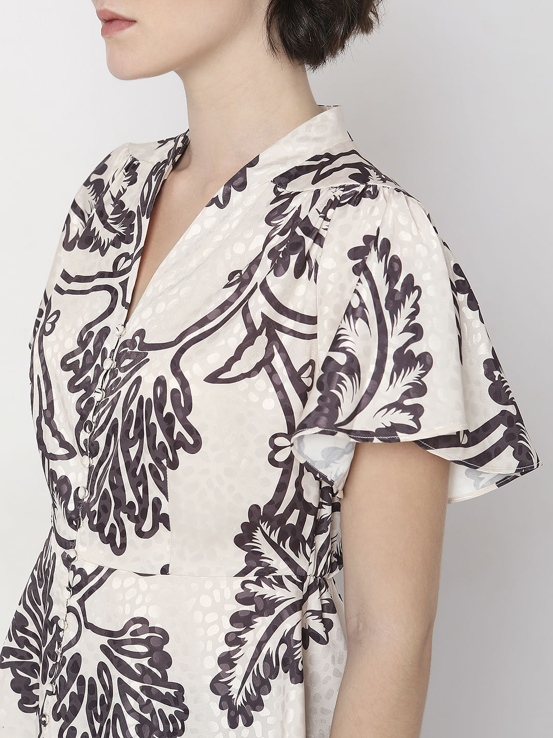 Off-White Abstract Print Co-Ord Set Top