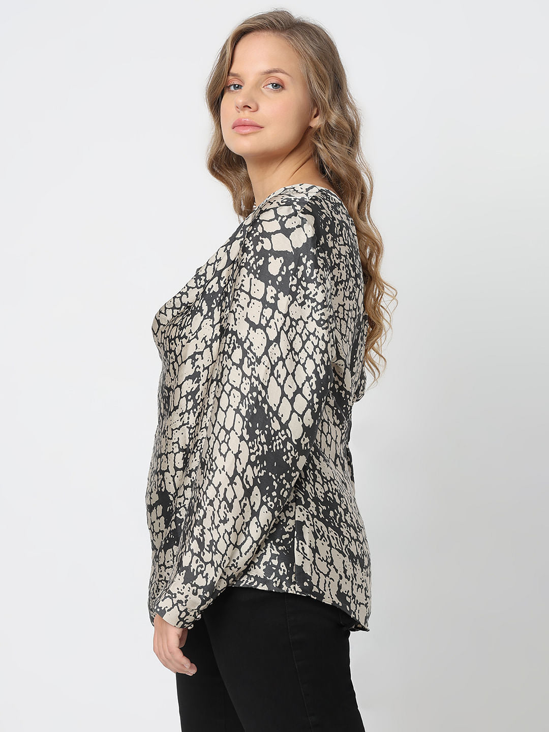 Curve Silver Animal Print Top
