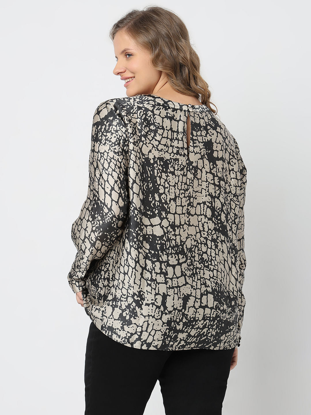Curve Silver Animal Print Top