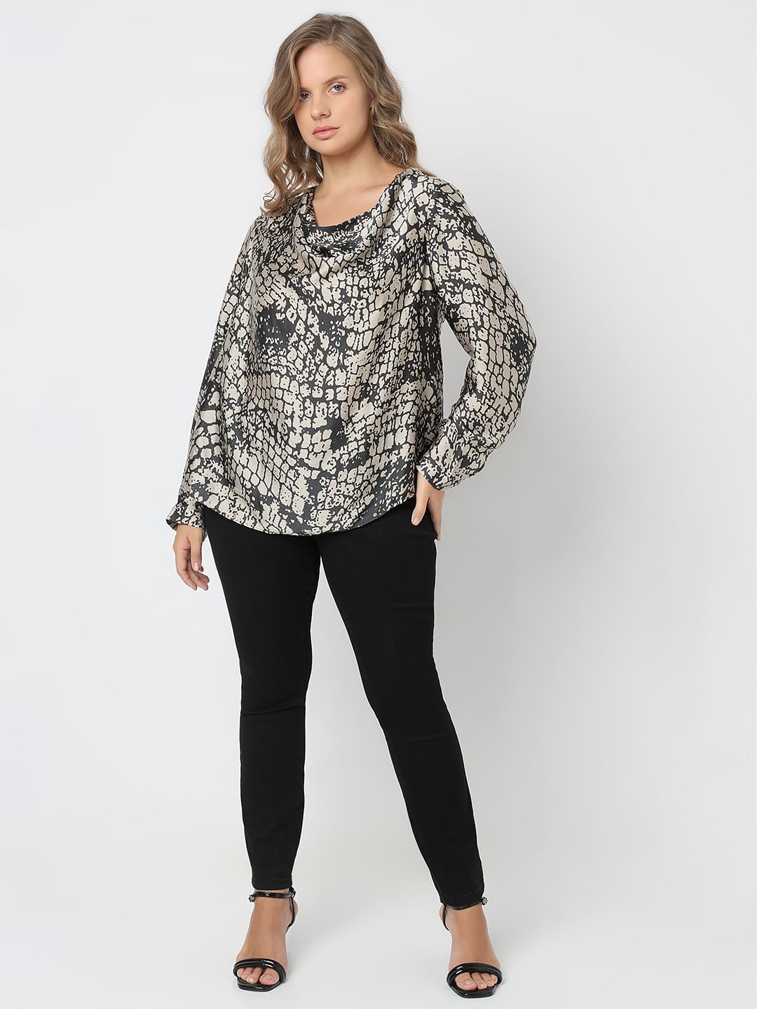 Curve Silver Animal Print Top
