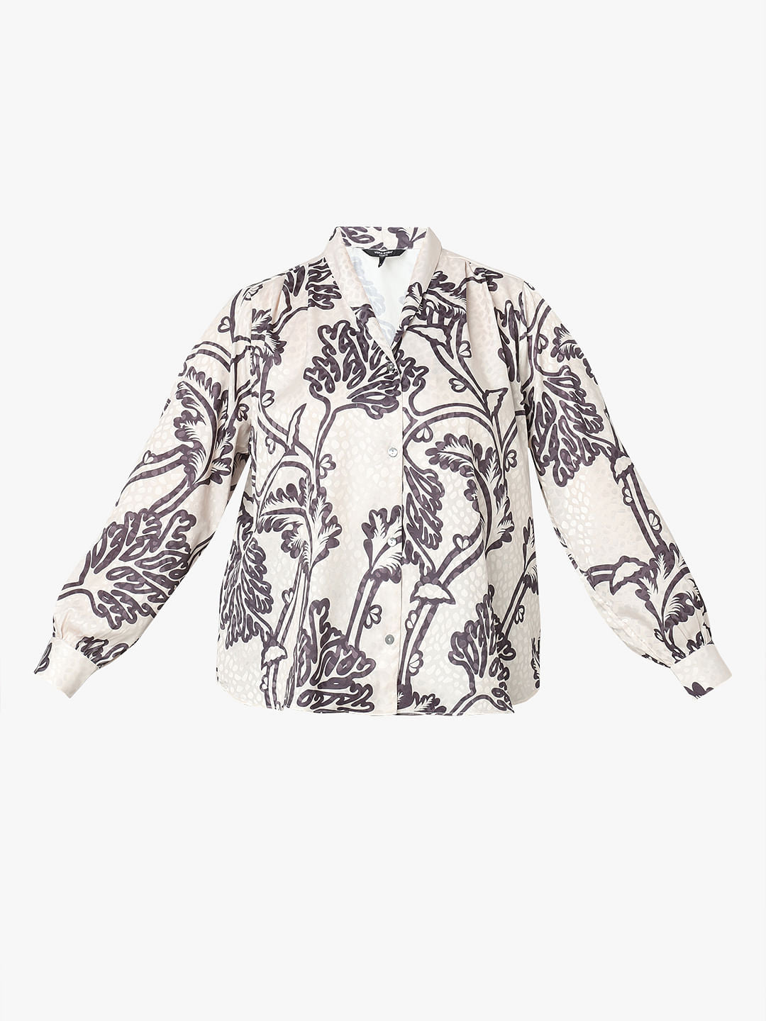 Curve Off-White Printed Satin Top