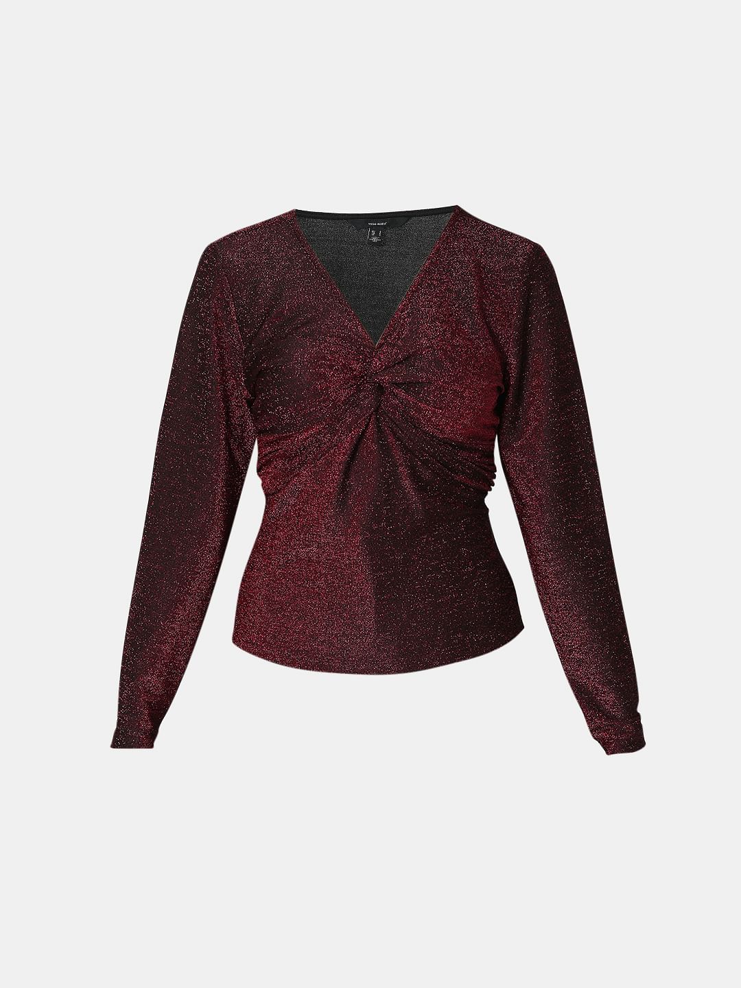 Wine Red Shimmer Lurex Top