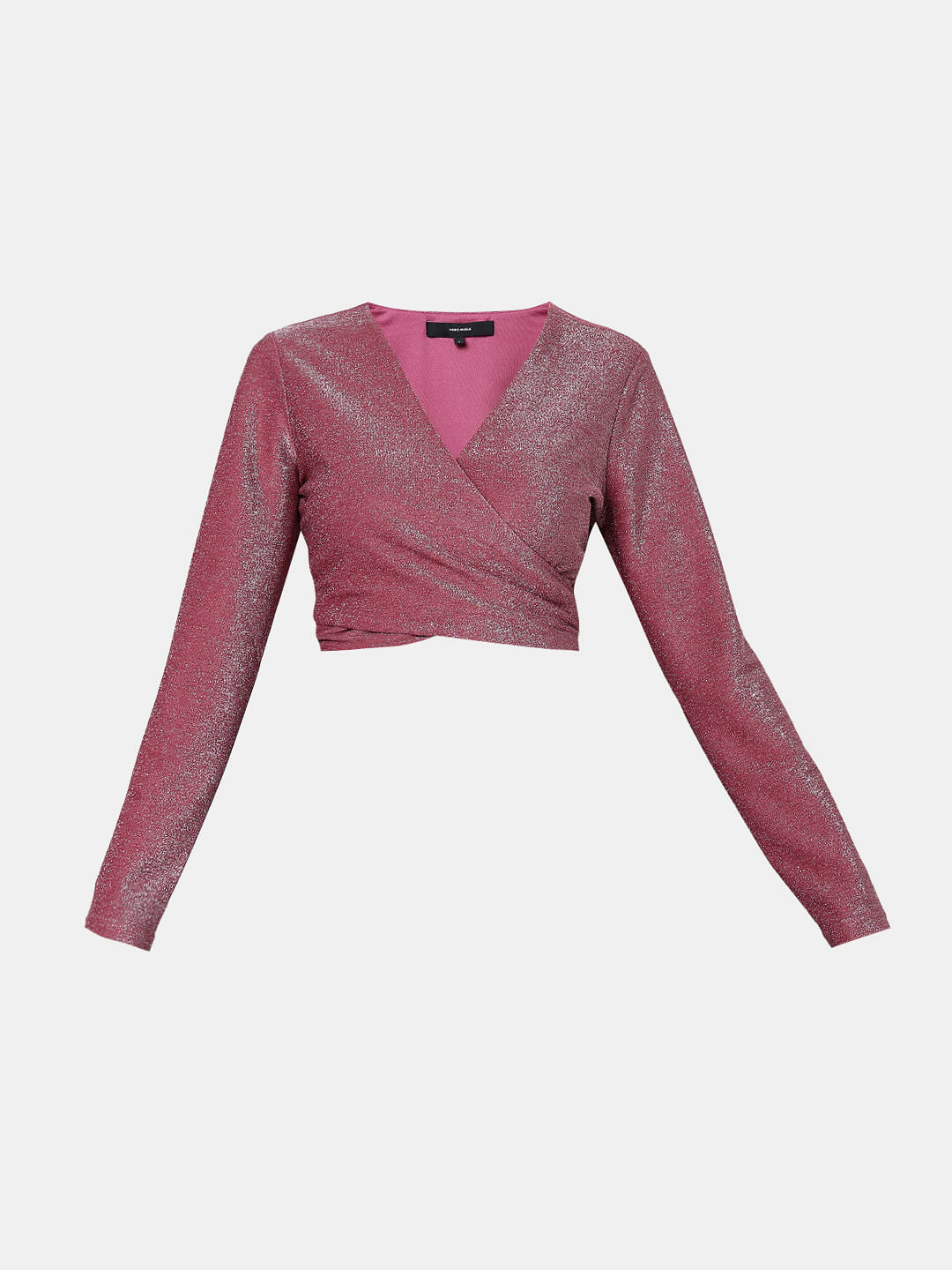 Pink Lurex Knit Wrap Top