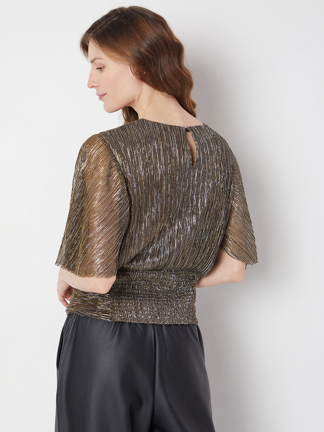 Brown Metallic Lurex Top