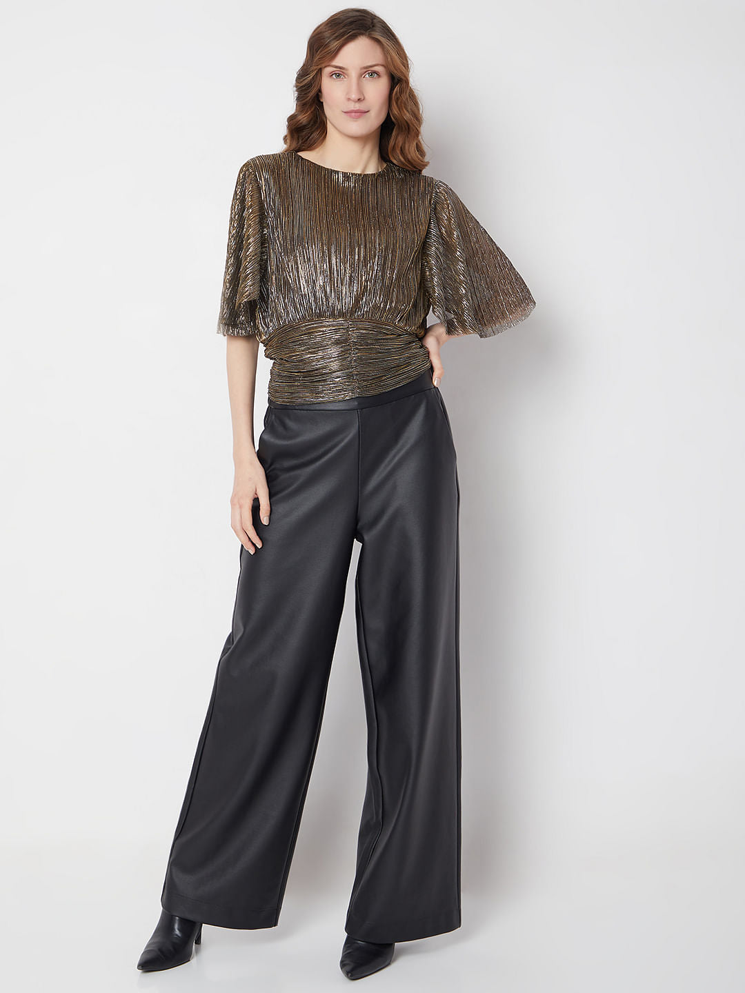 Brown Metallic Lurex Top