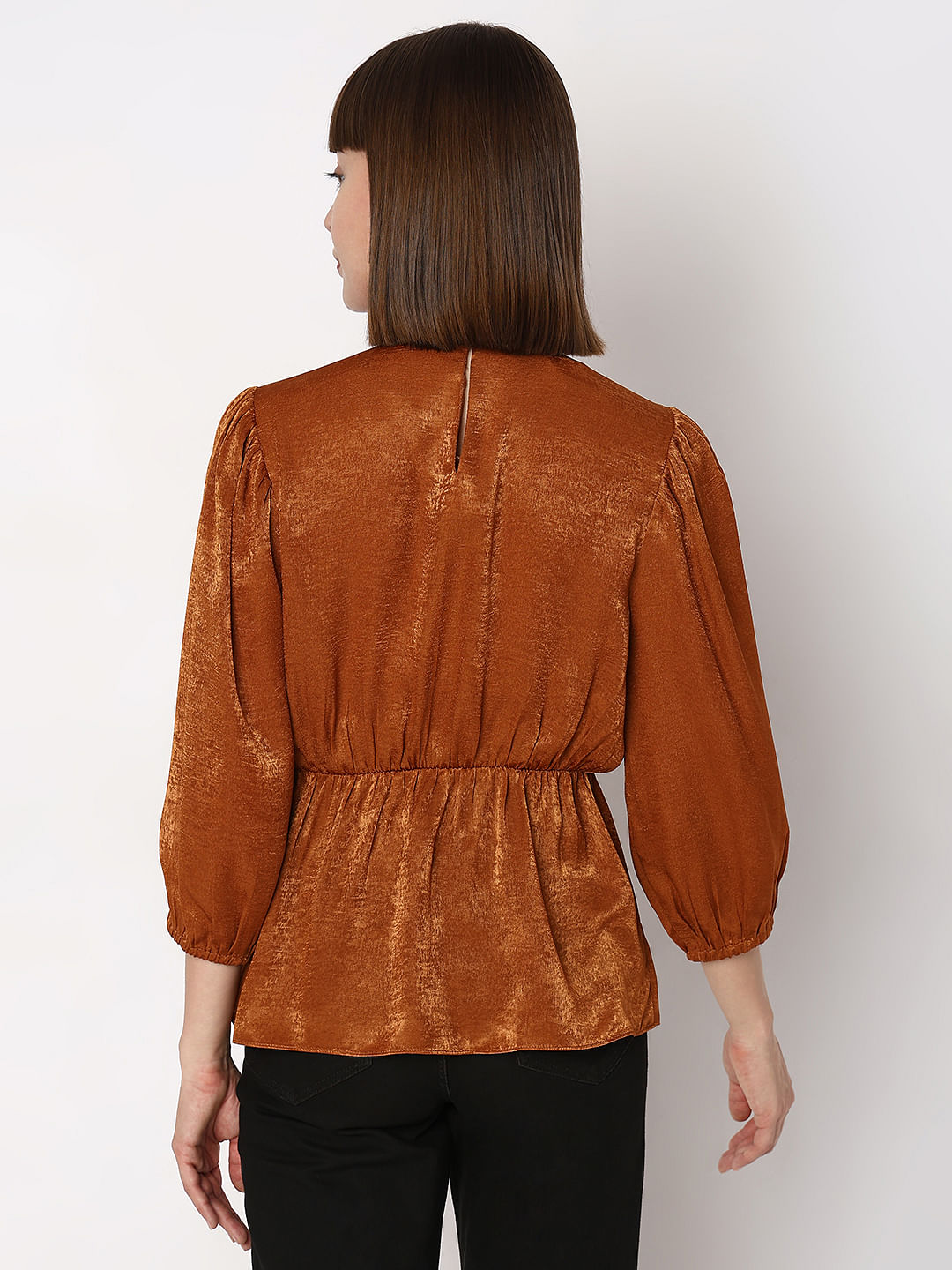 Copper Velvet Satin Wrap Top