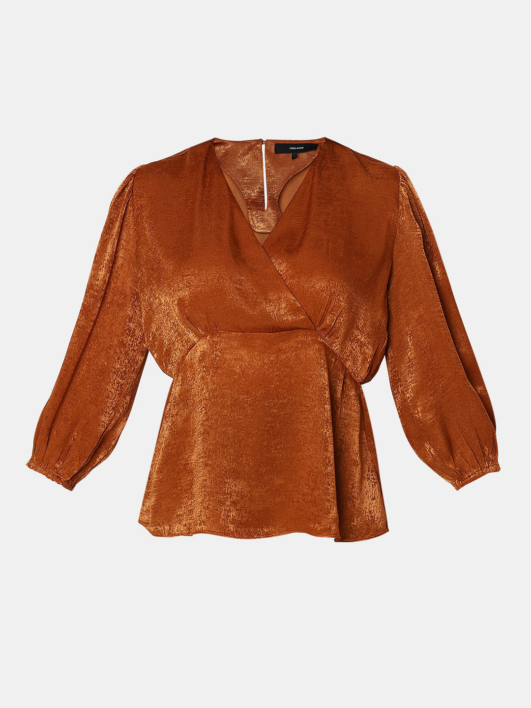 Copper Velvet Satin Wrap Top