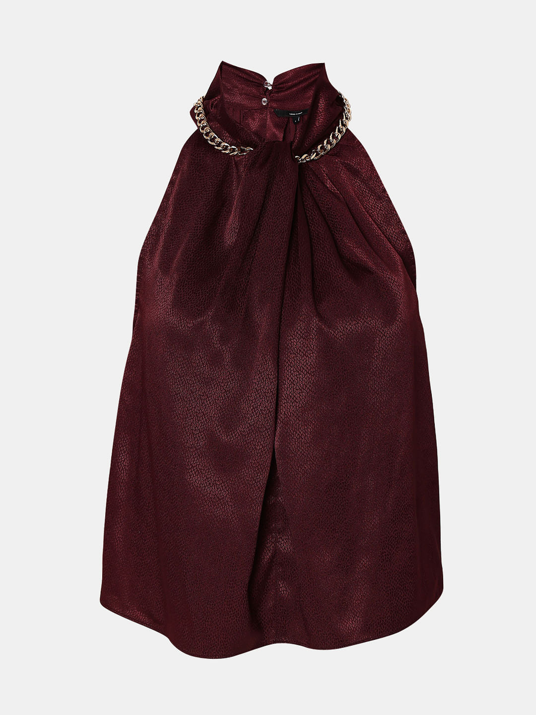 Maroon Satin Halter Neck Top