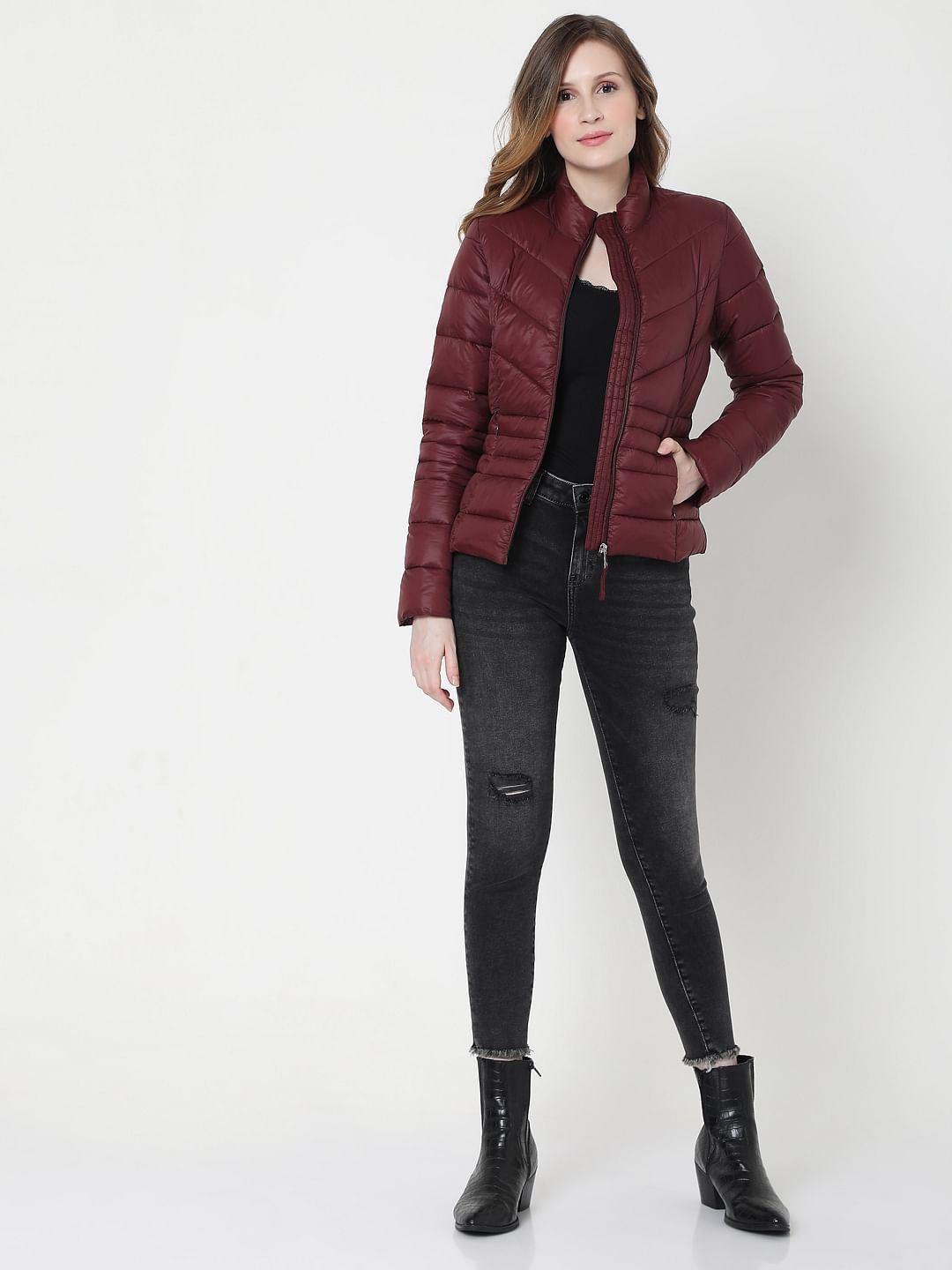 Maroon Puffer Winter Jacket