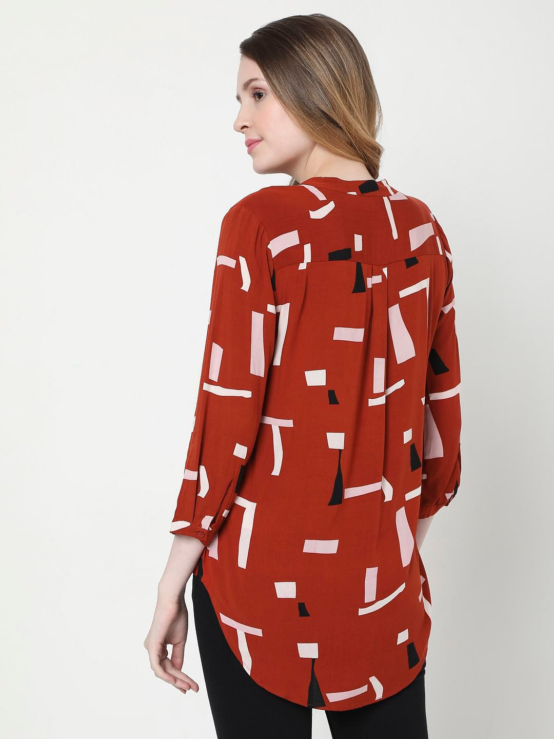 Red Abstract Print Top