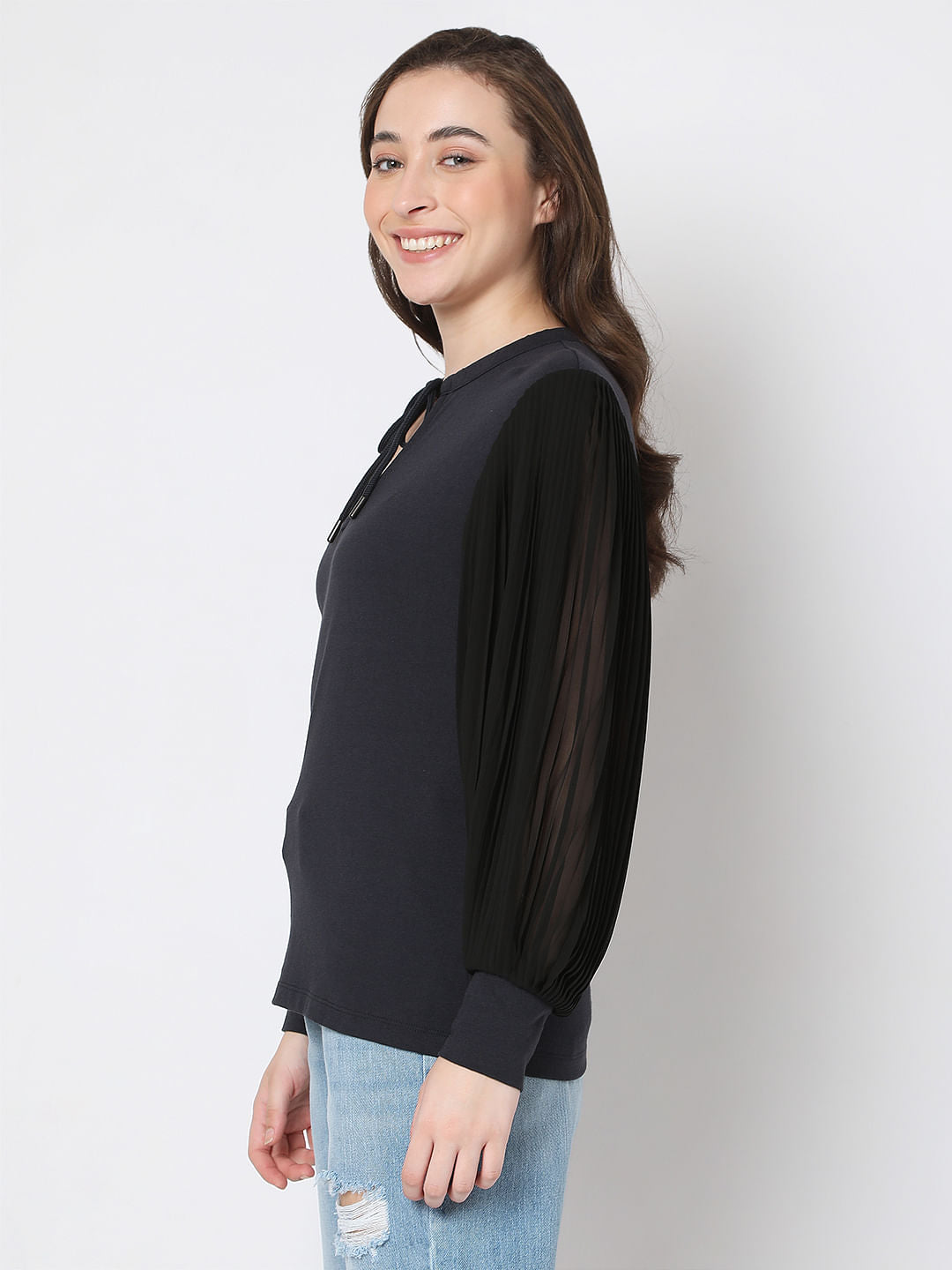 Black Puff Sleeves Top