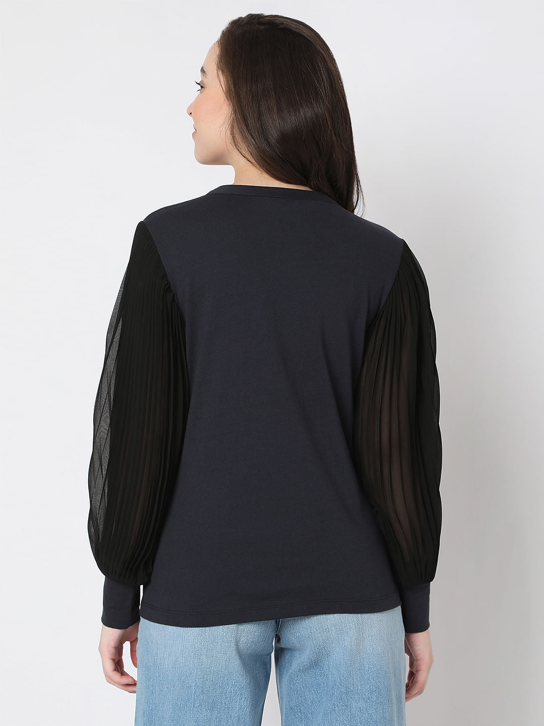 Black Puff Sleeves Top