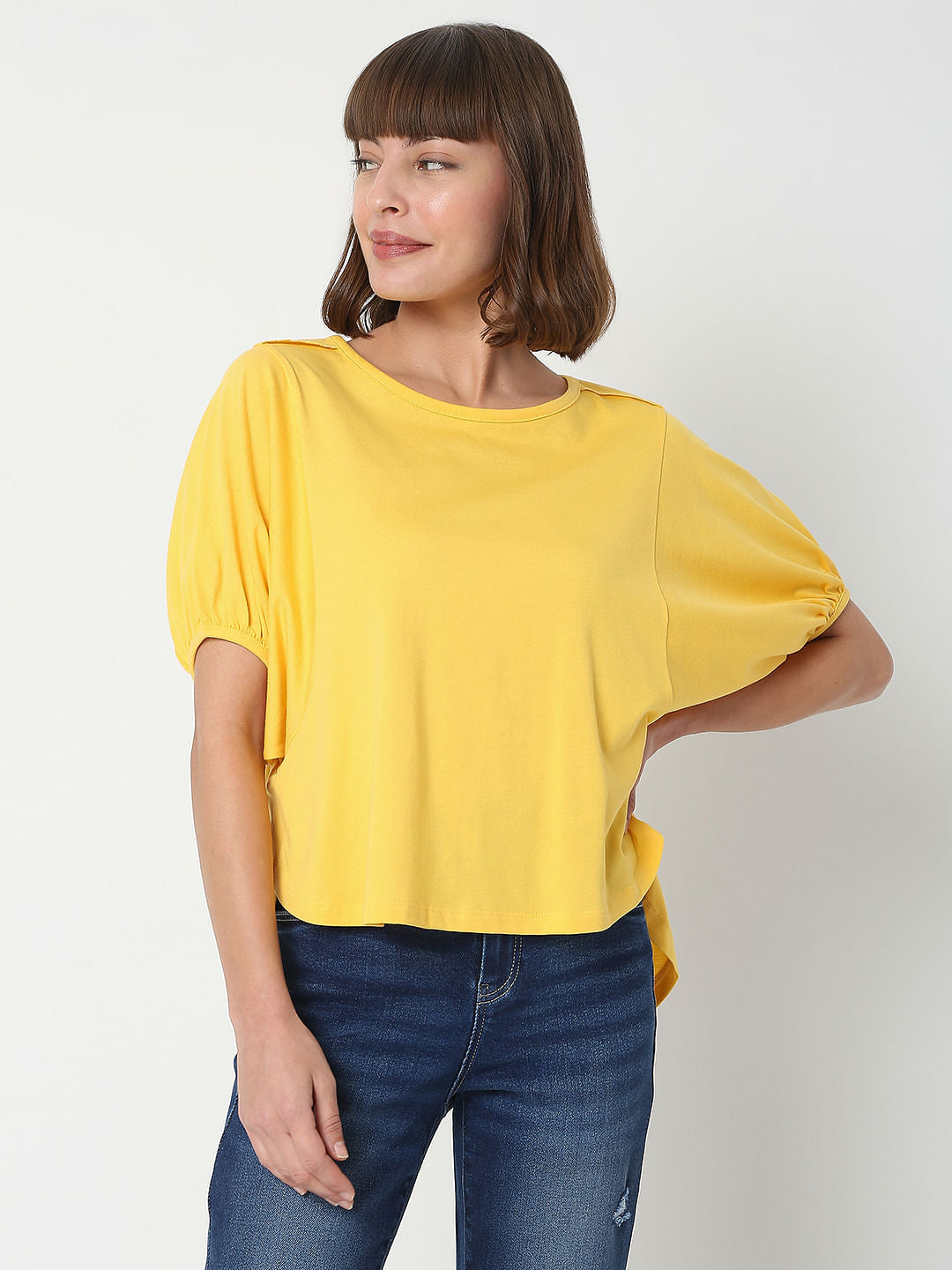 Yellow Puff Sleeves Top