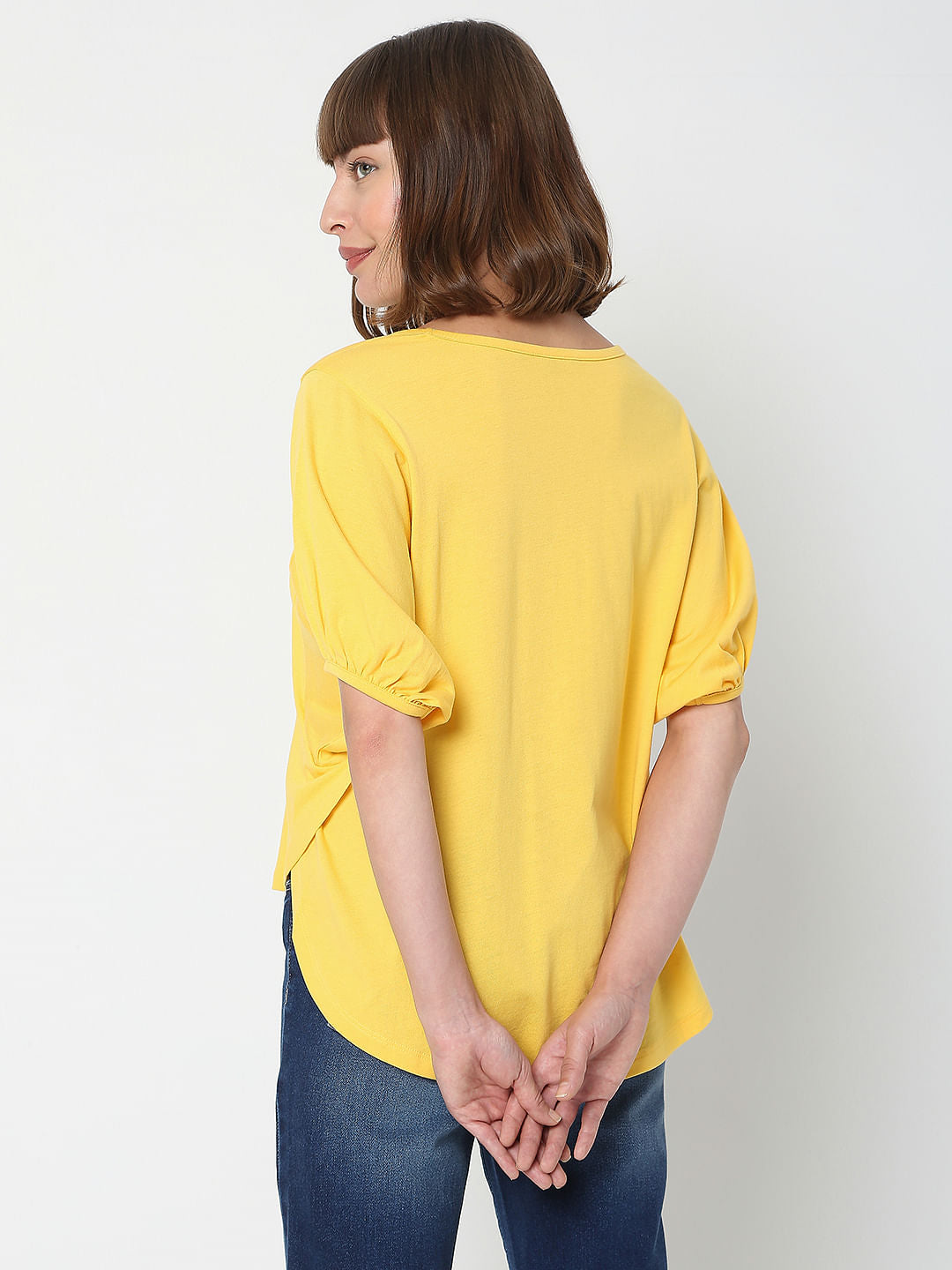 Yellow Puff Sleeves Top