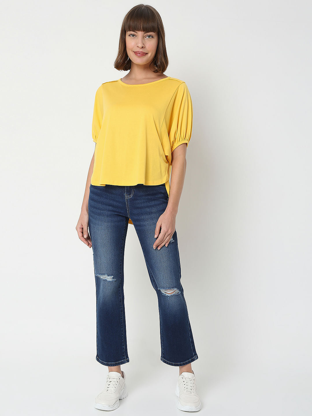 Yellow Puff Sleeves Top