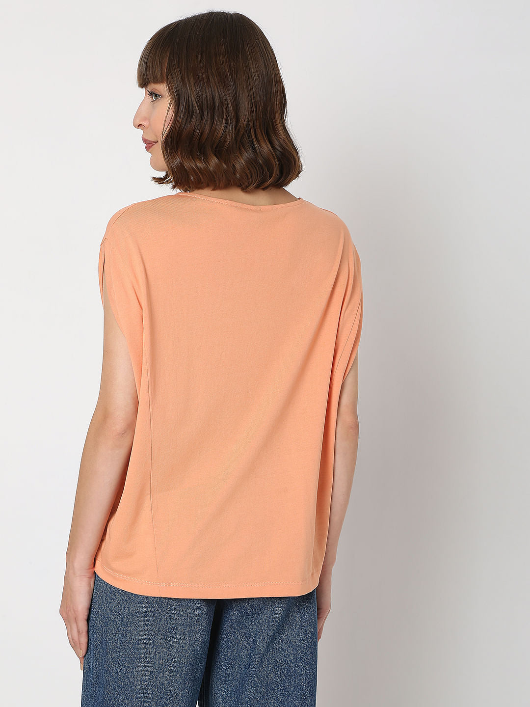 Peach V-Neck Top