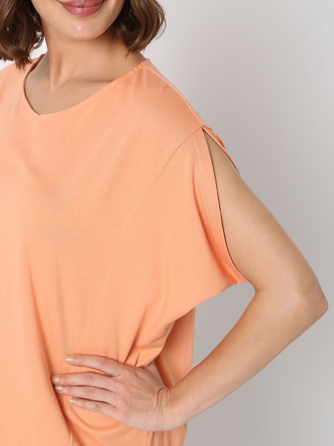 Peach V-Neck Top