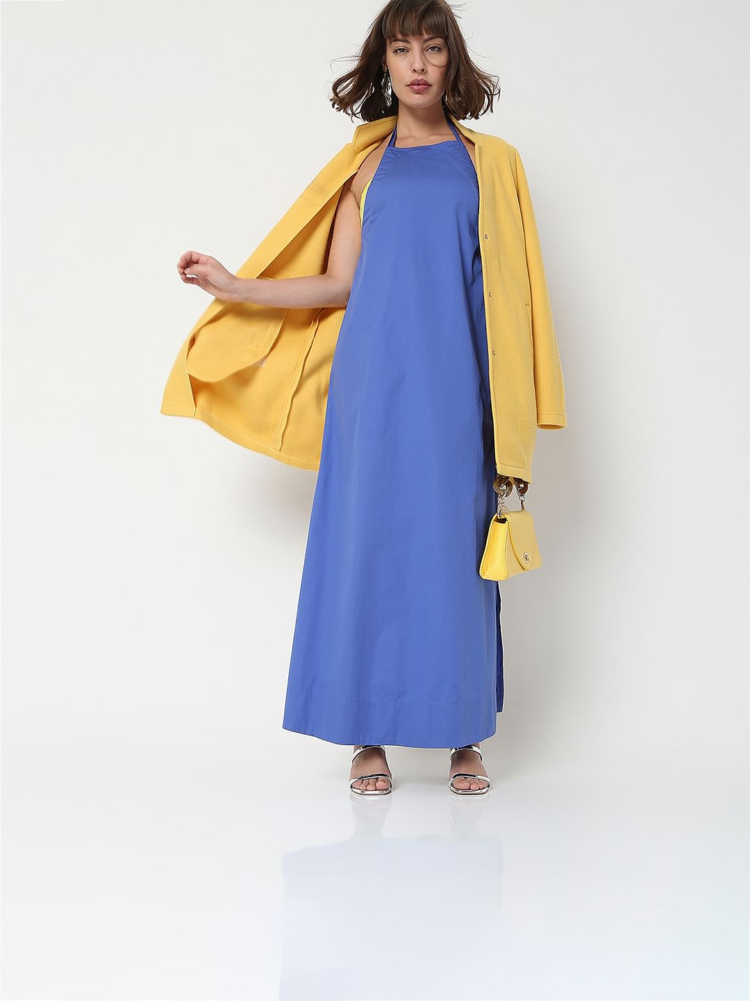 Blue Halter Neck Maxi Dress