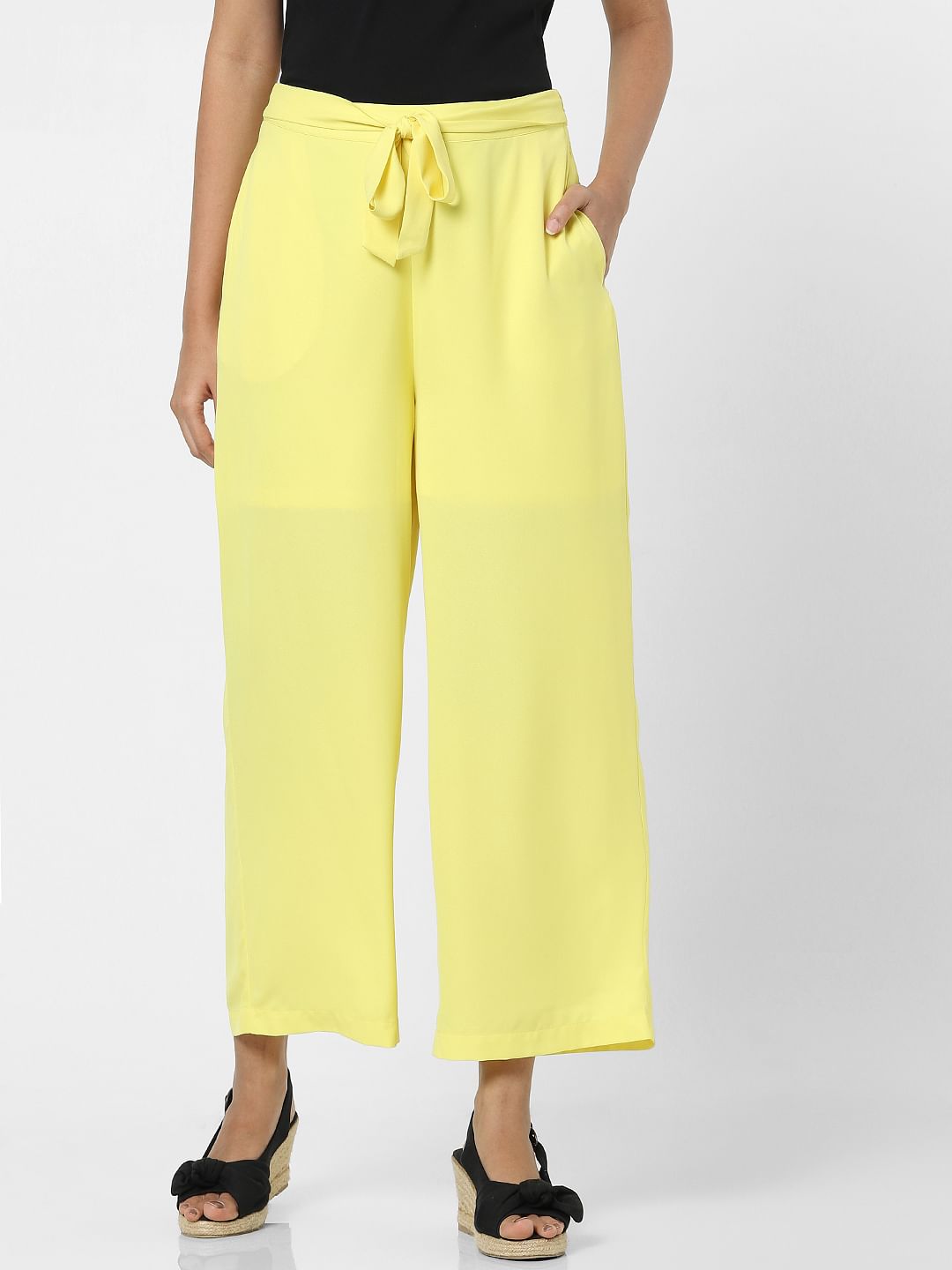 Light Yellow Tie Up Pants